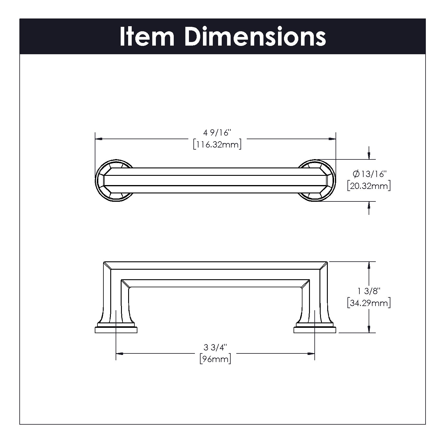 Belwith 3-3/4 Inch (96mm) Center to Center Facette Pull (B076541)