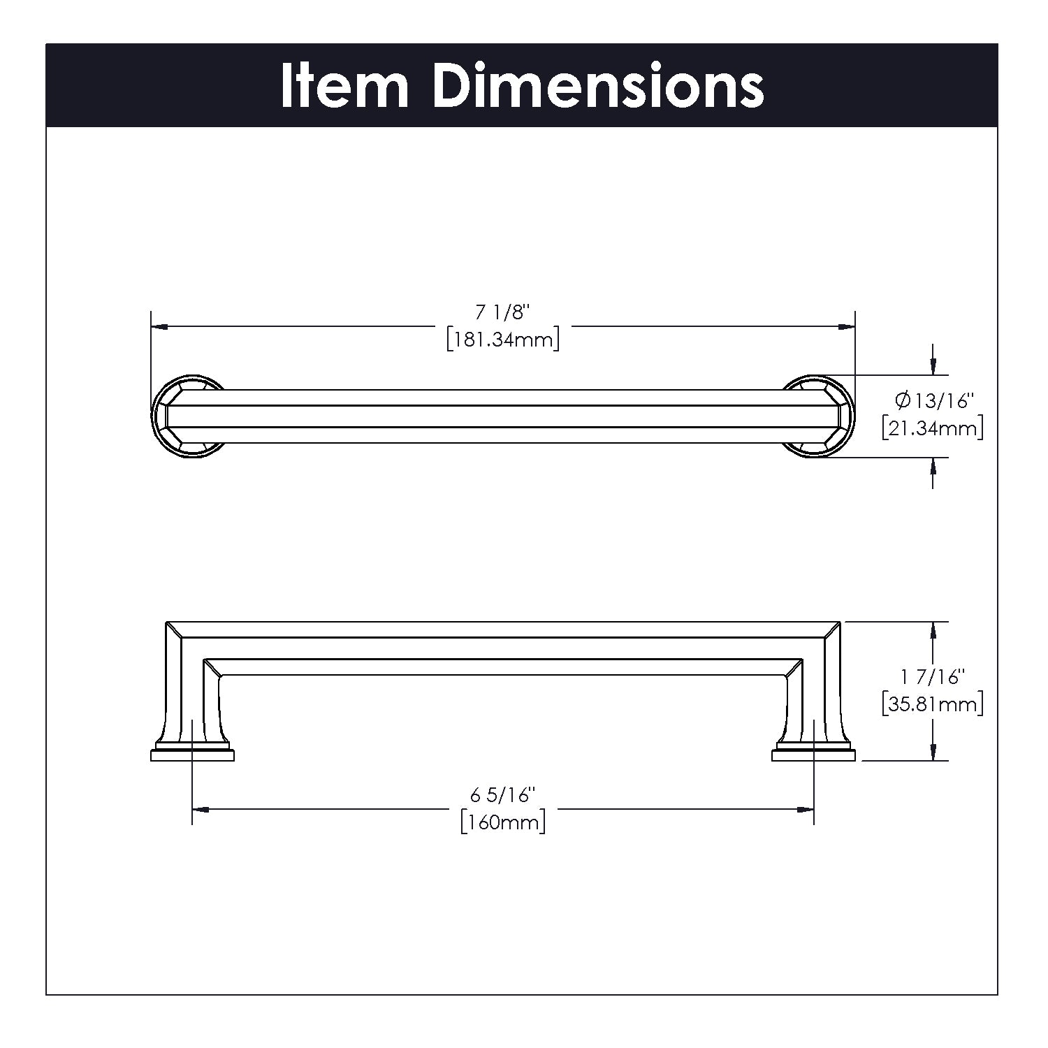 Belwith 6-5/16 Inch (160mm) Center to Center Facette Pull (B076542)