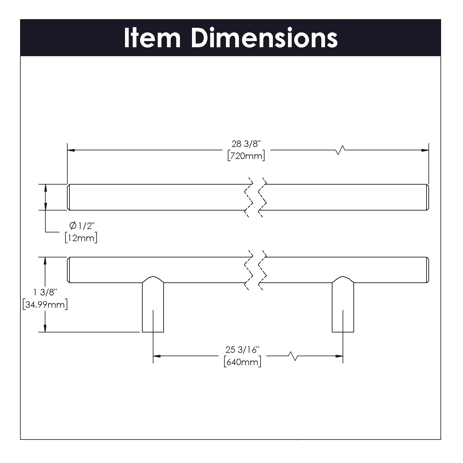 Belwith 25-3/16 Inch (640mm) Center to Center Contemporary Bar Pulls Pull (B076761)