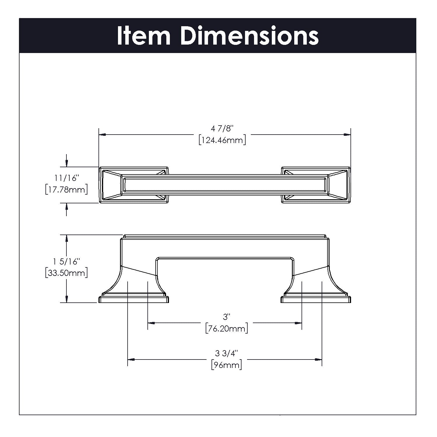 Belwith 3 Inch & 3-3/4 Inch (96mm) Center to Center Brownstone Pull (B077461)