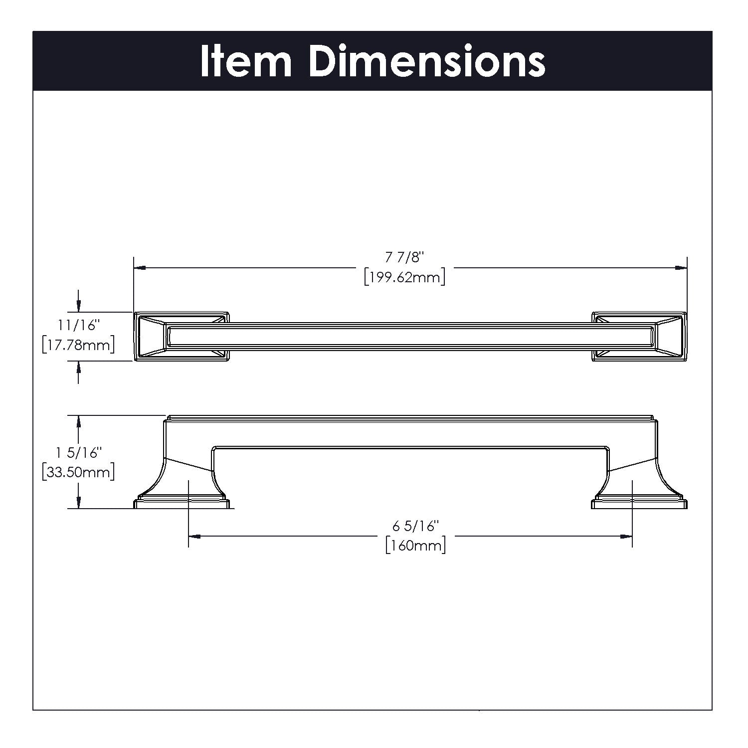 Belwith 6-5/16 Inch (160mm) Center to Center Brownstone Pull (B077463)