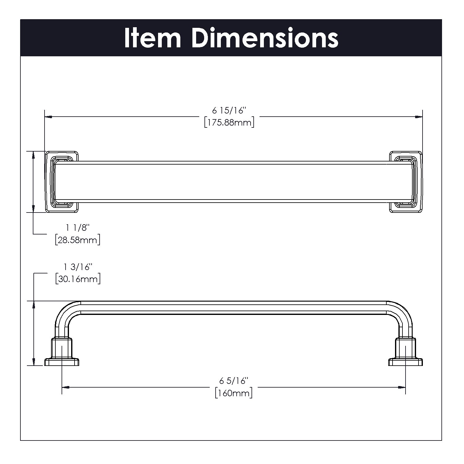 Belwith 6-5/16 Inch (160mm) Center to Center Brighton Pull (B077895)