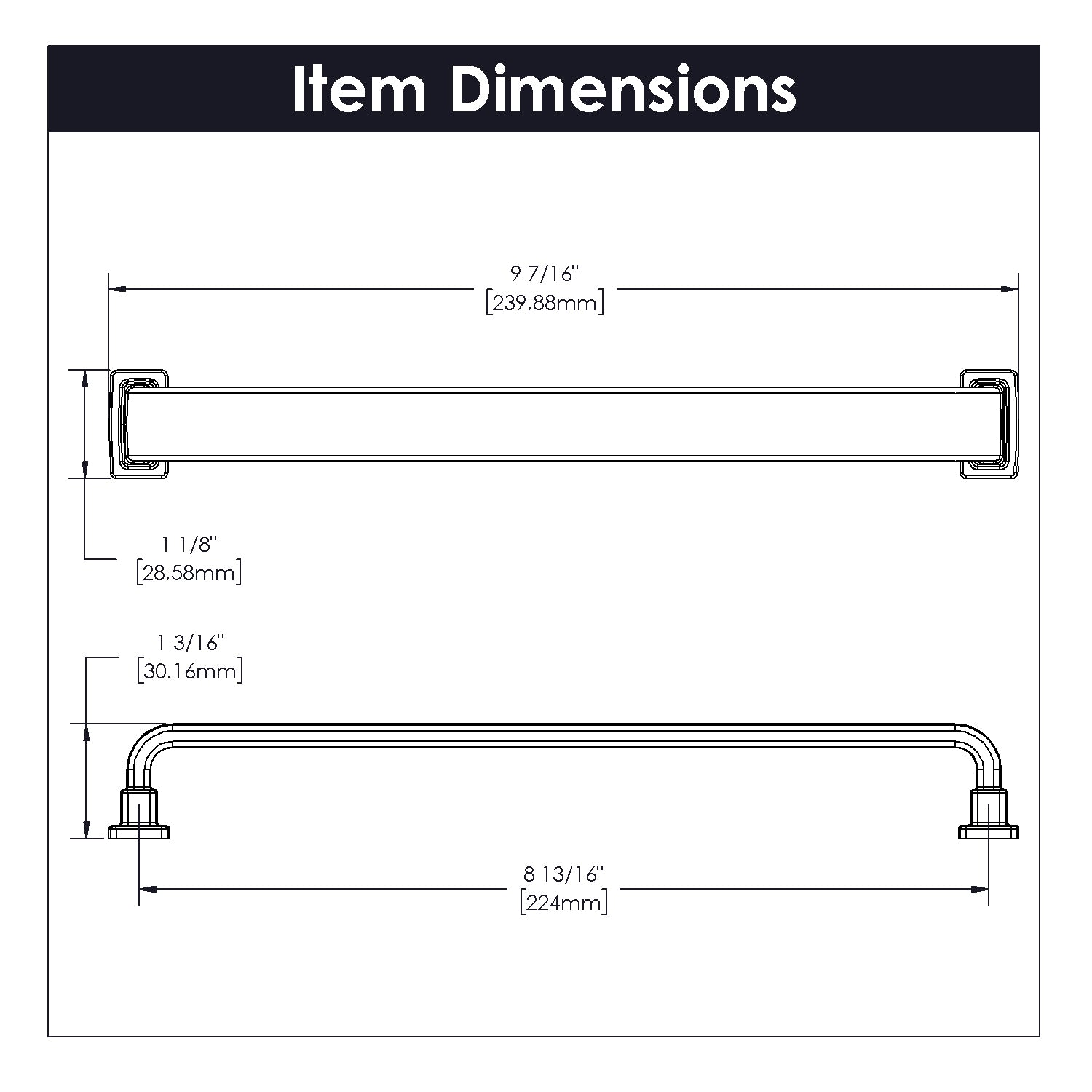 Belwith 8-13/16 Inch (224mm) Center to Center Brighton Pull (B077897)