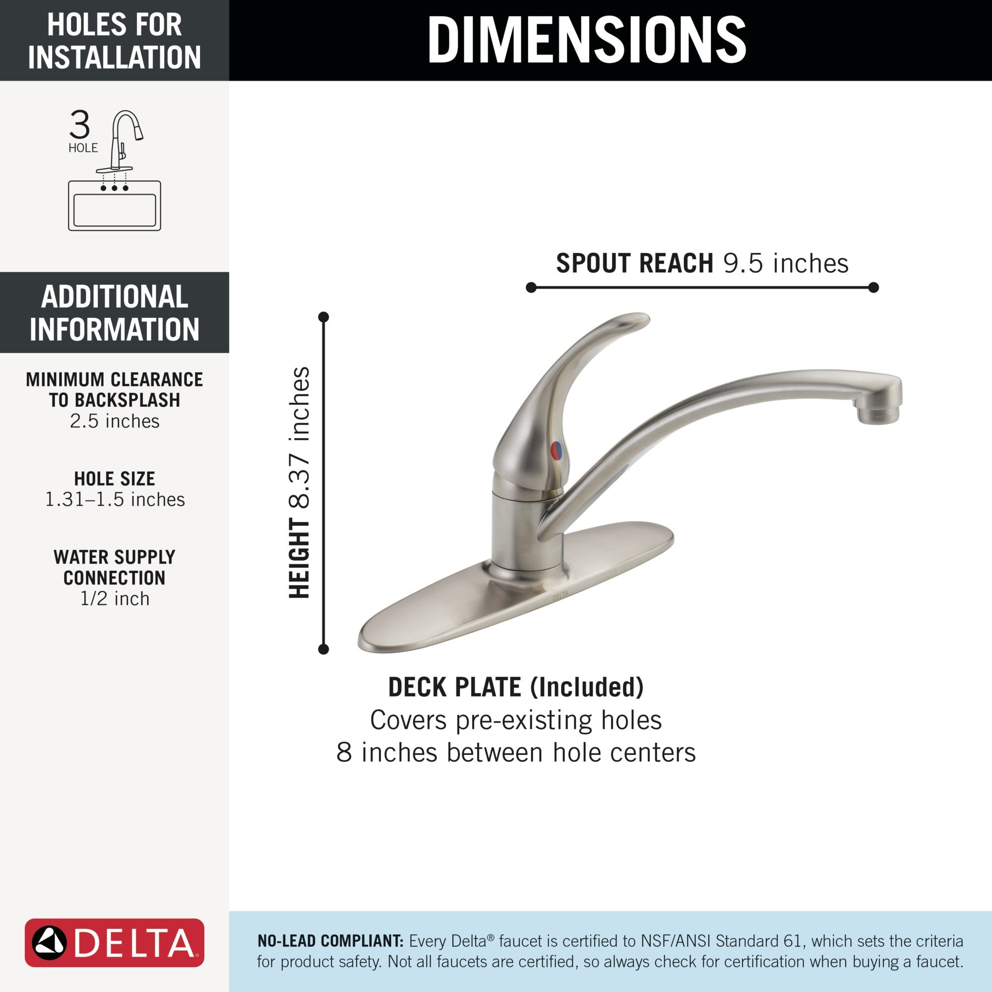 Delta Foundations® Single Handle Kitchen Faucet