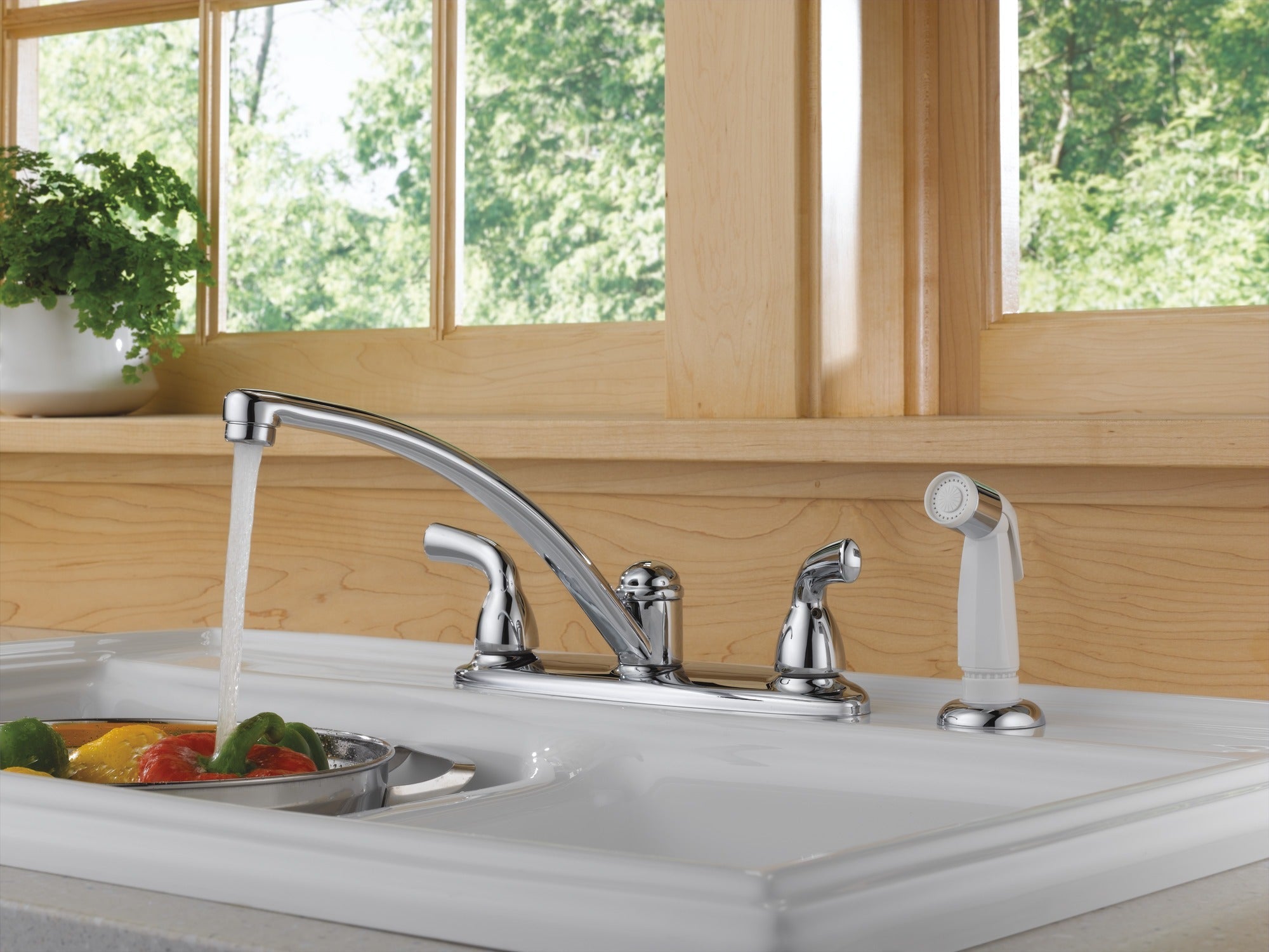 Delta Foundations® Two Handle Kitchen Faucet with Spray