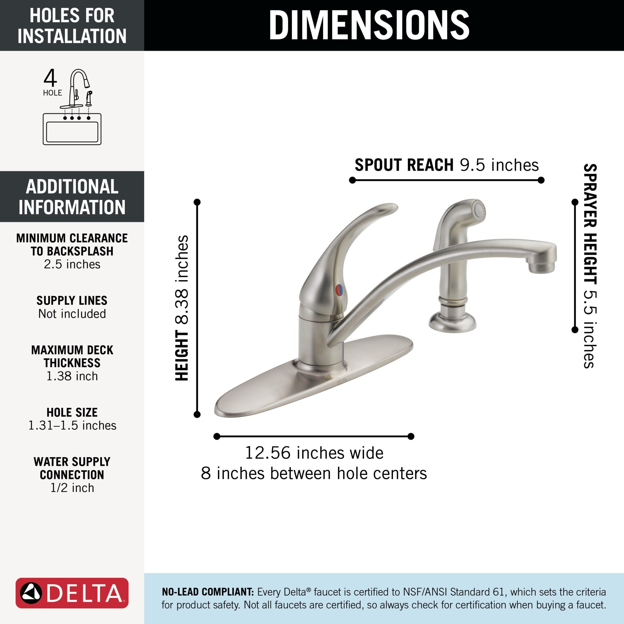 Delta Foundations® Single Handle Kitchen Faucet with Spray
