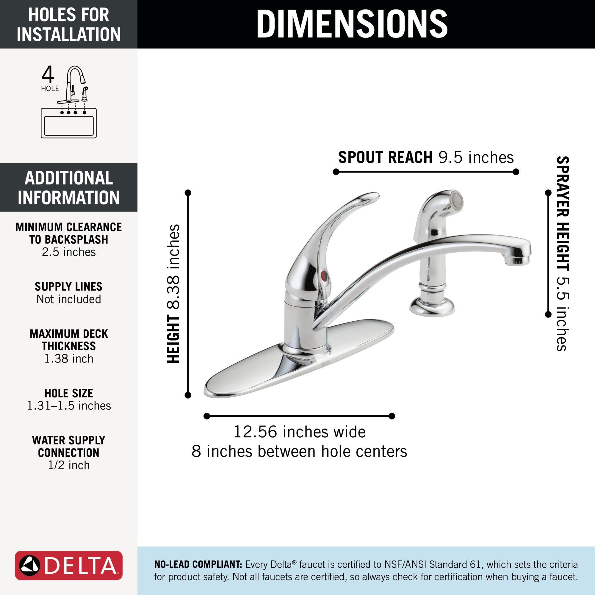Delta Foundations® Single Handle Kitchen Faucet with Spray