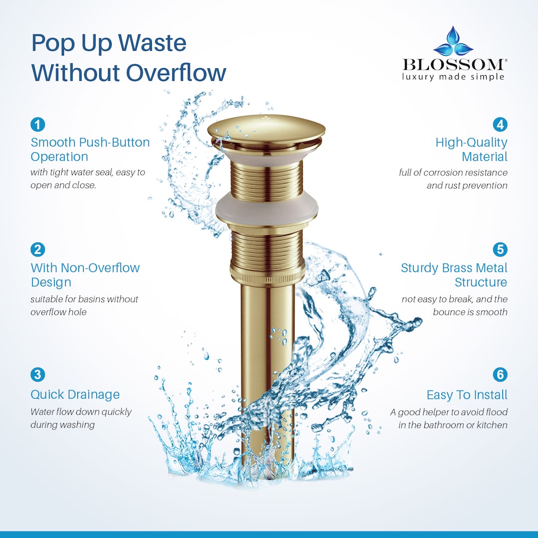 Blossom 1-1/4" Brass Pop up with NO Overflow