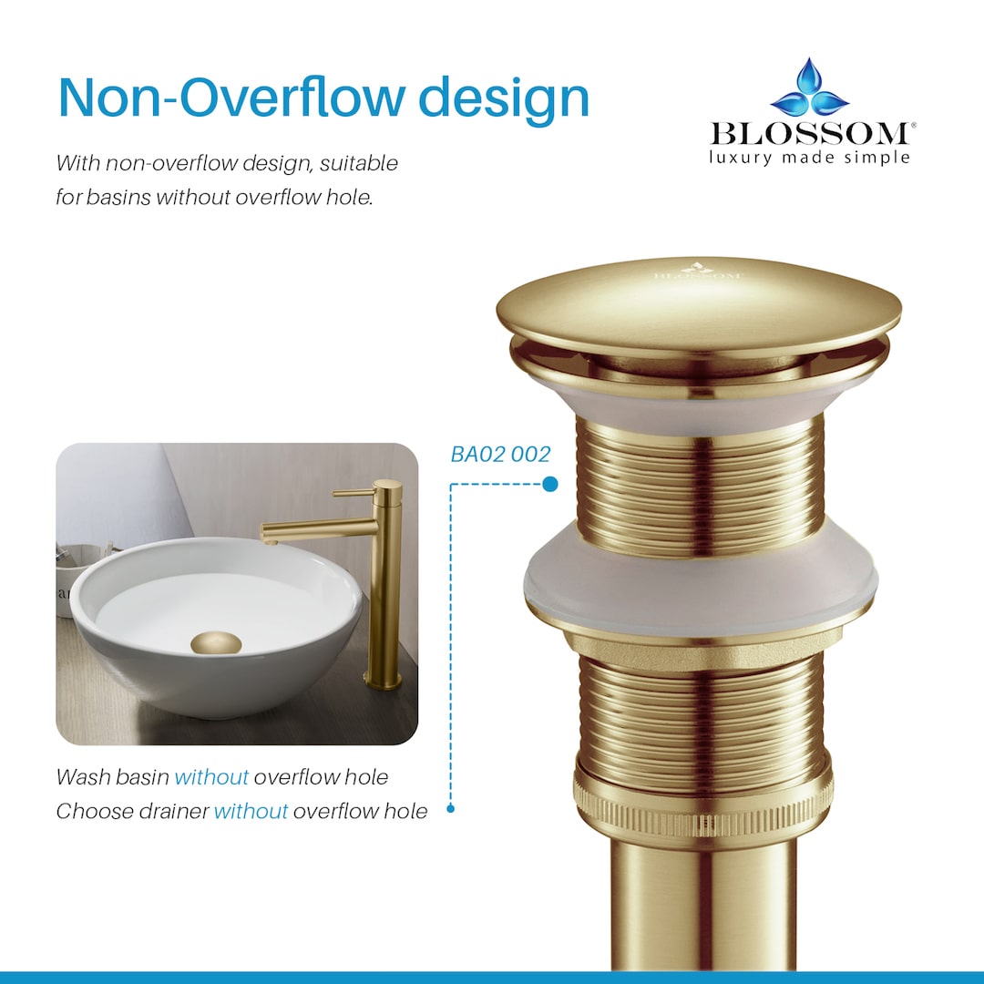 Blossom 1-1/4" Brass Pop up with NO Overflow