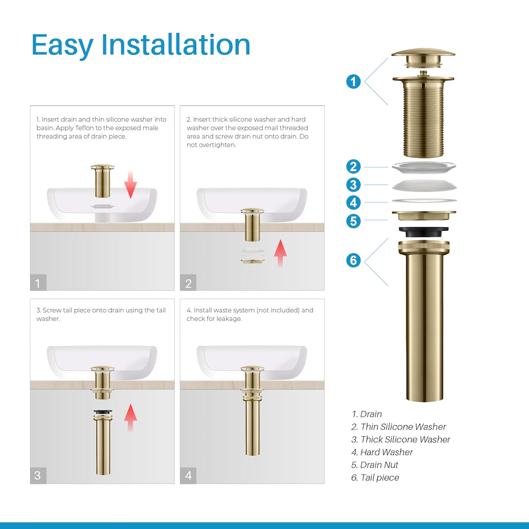 Blossom 1-1/4" Brass Pop up with NO Overflow