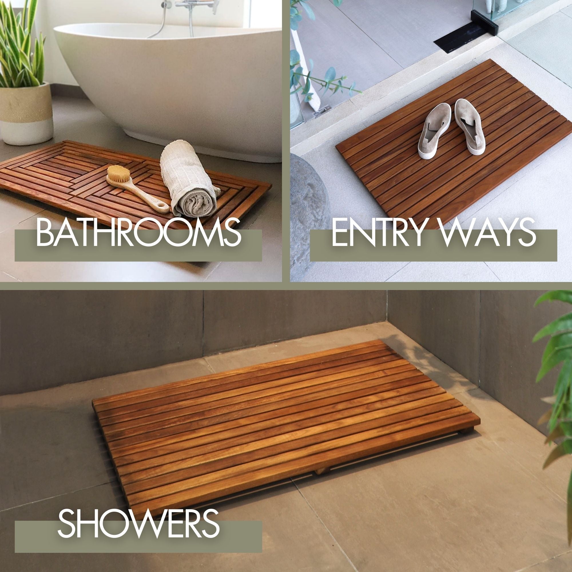 Juno Oiled Teak Shower and Bath Mat with Frame 23.6″ x 17.7″