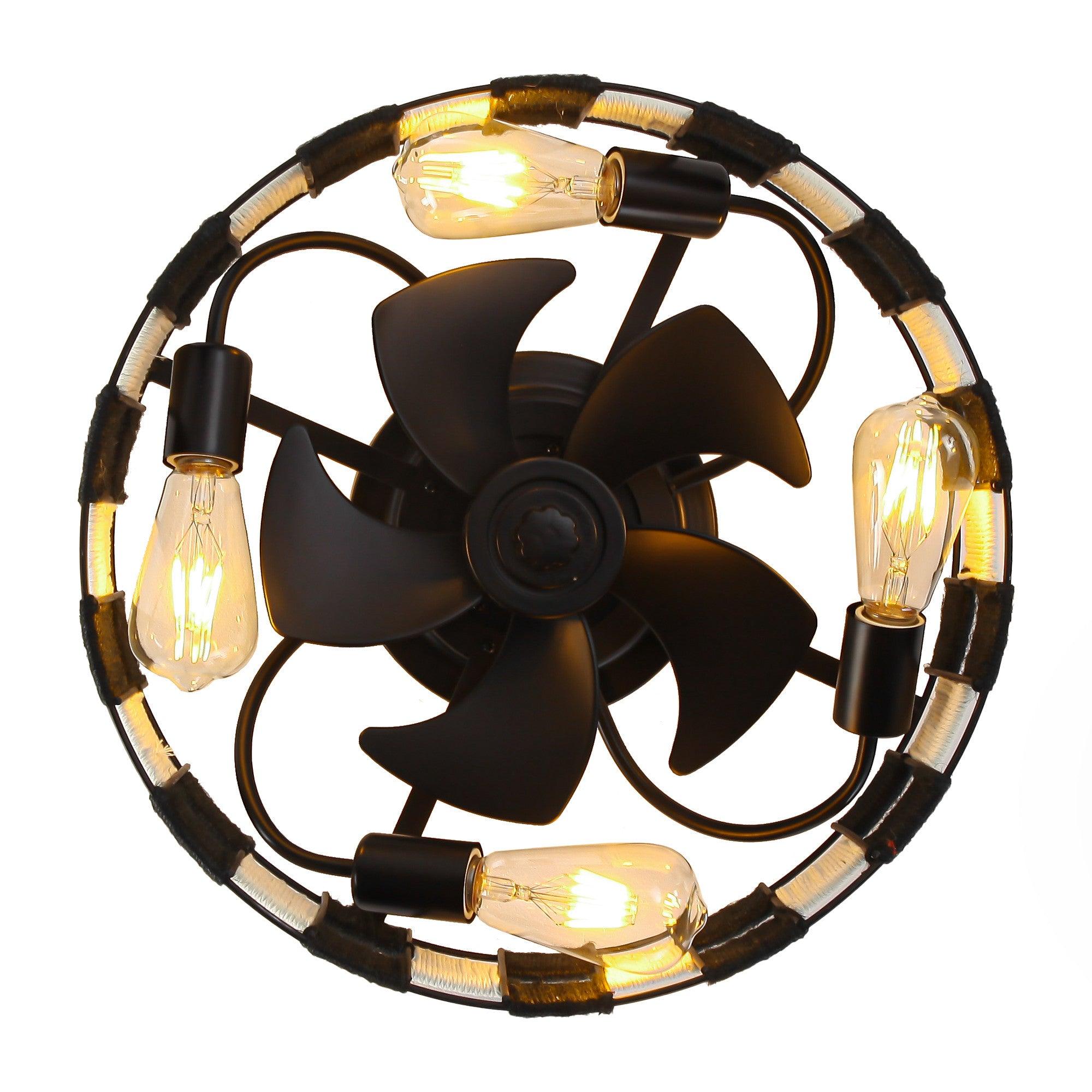 18 Inch Black Industrial Flush Mount Ceiling Fan with Light APP and Remote Control