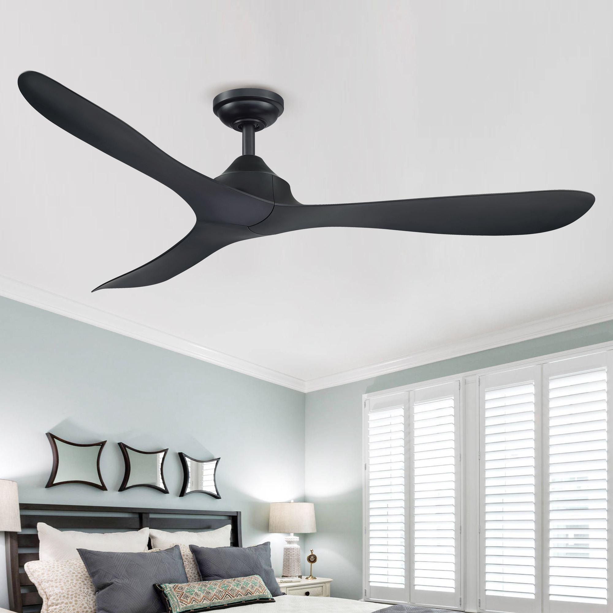 56" Modern DC Motor Downrod Mount Reversible Ceiling Fan With Remote Control