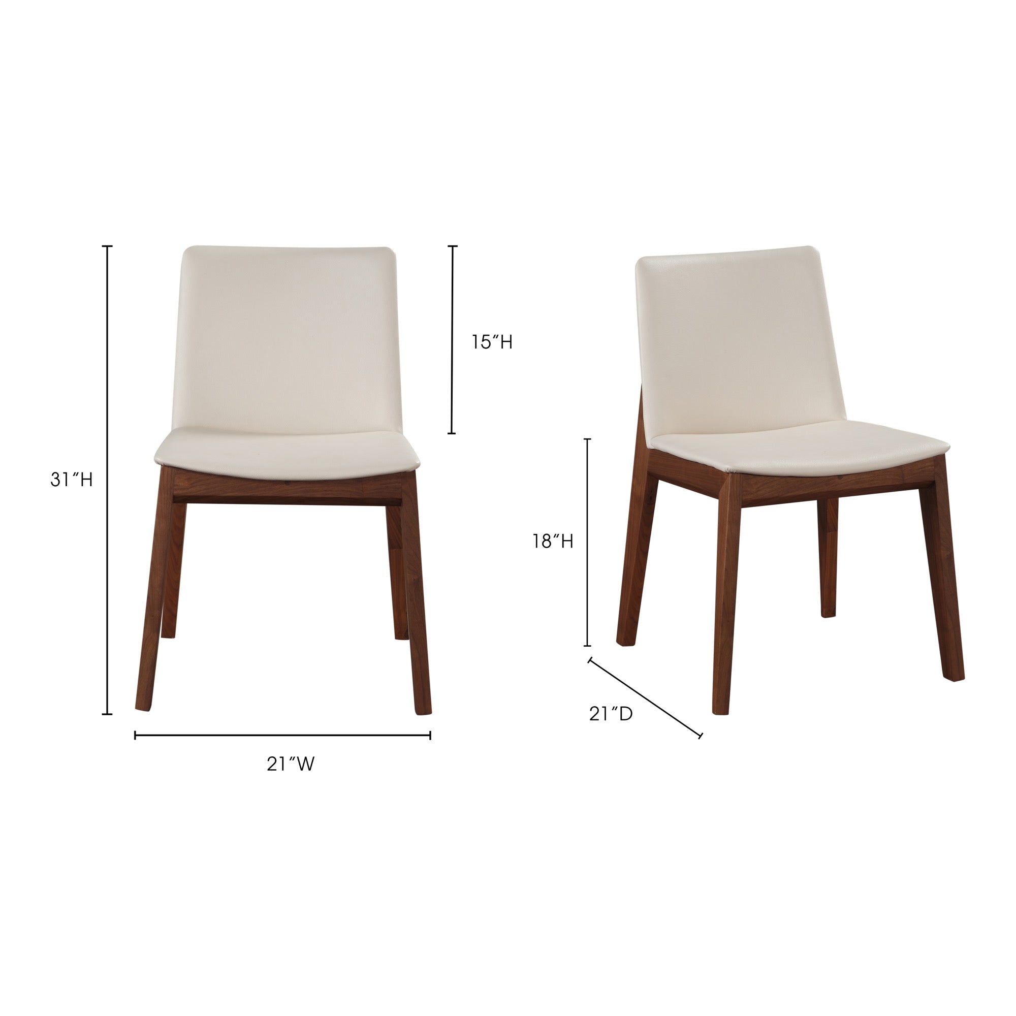 Moes Deco Dining Chair Cream White- Set Of Two BC-1016-05