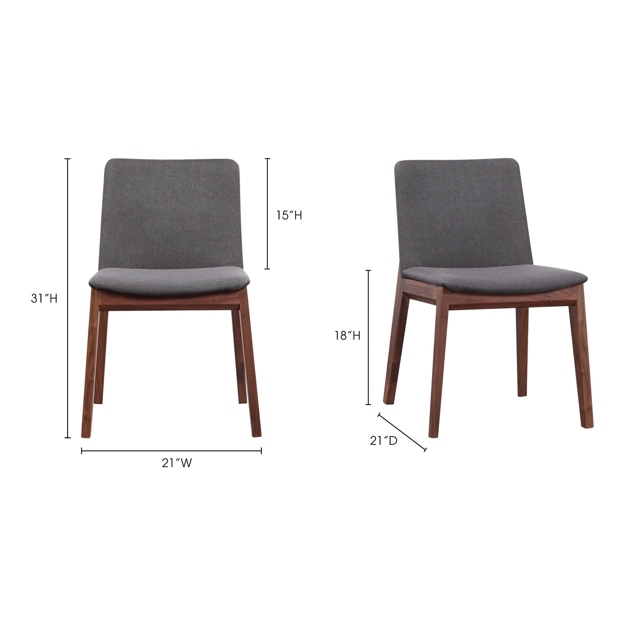Moes Deco Dining Chair Dark Grey - Set Of Two BC-1016-25