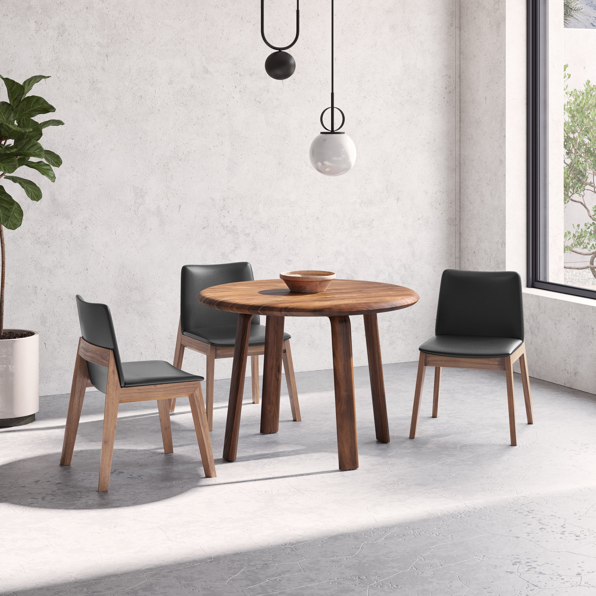 Moes Deco Dining Chair Ebony PVC - Set Of Two BC-1016-48