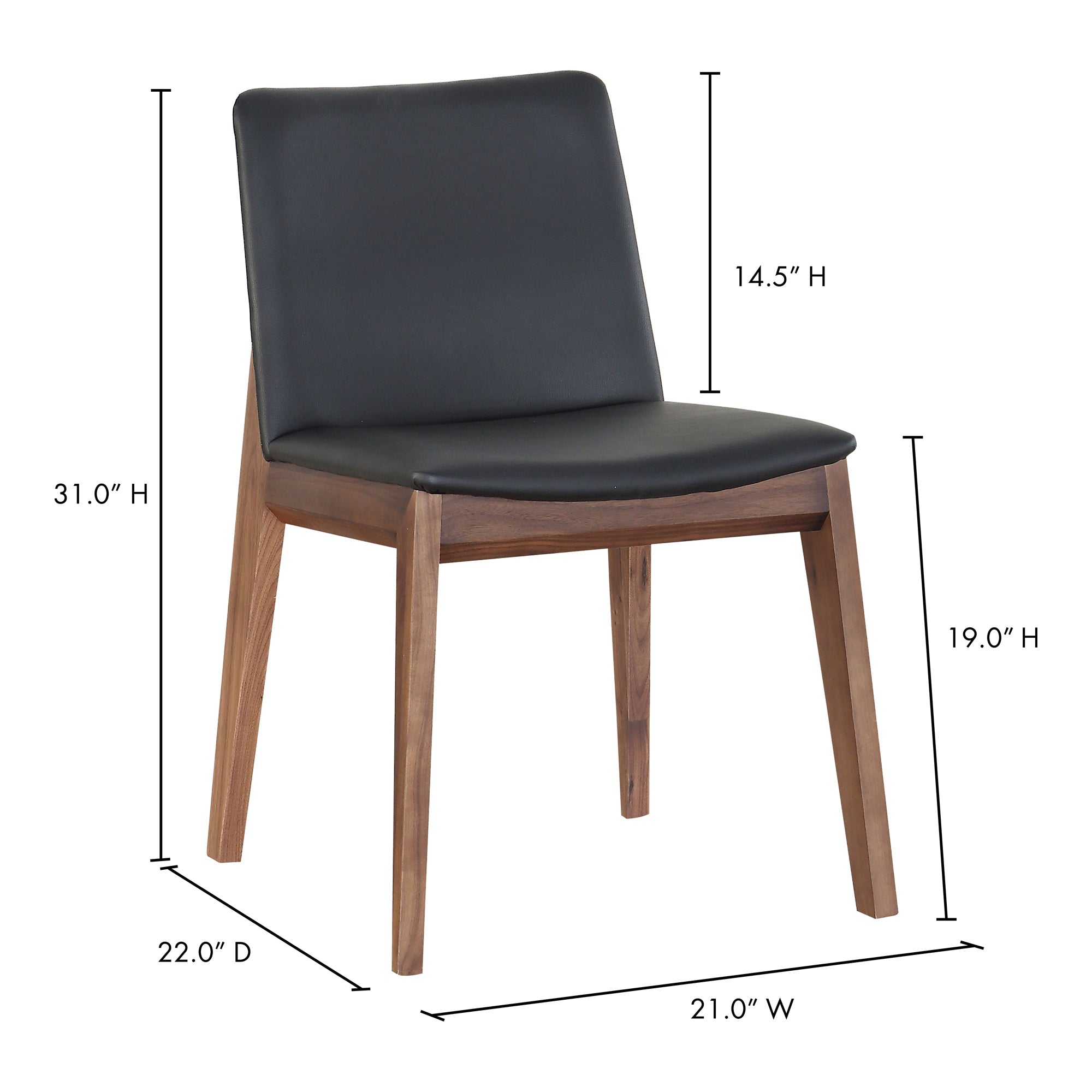 Moes Deco Dining Chair Ebony PVC - Set Of Two BC-1016-48