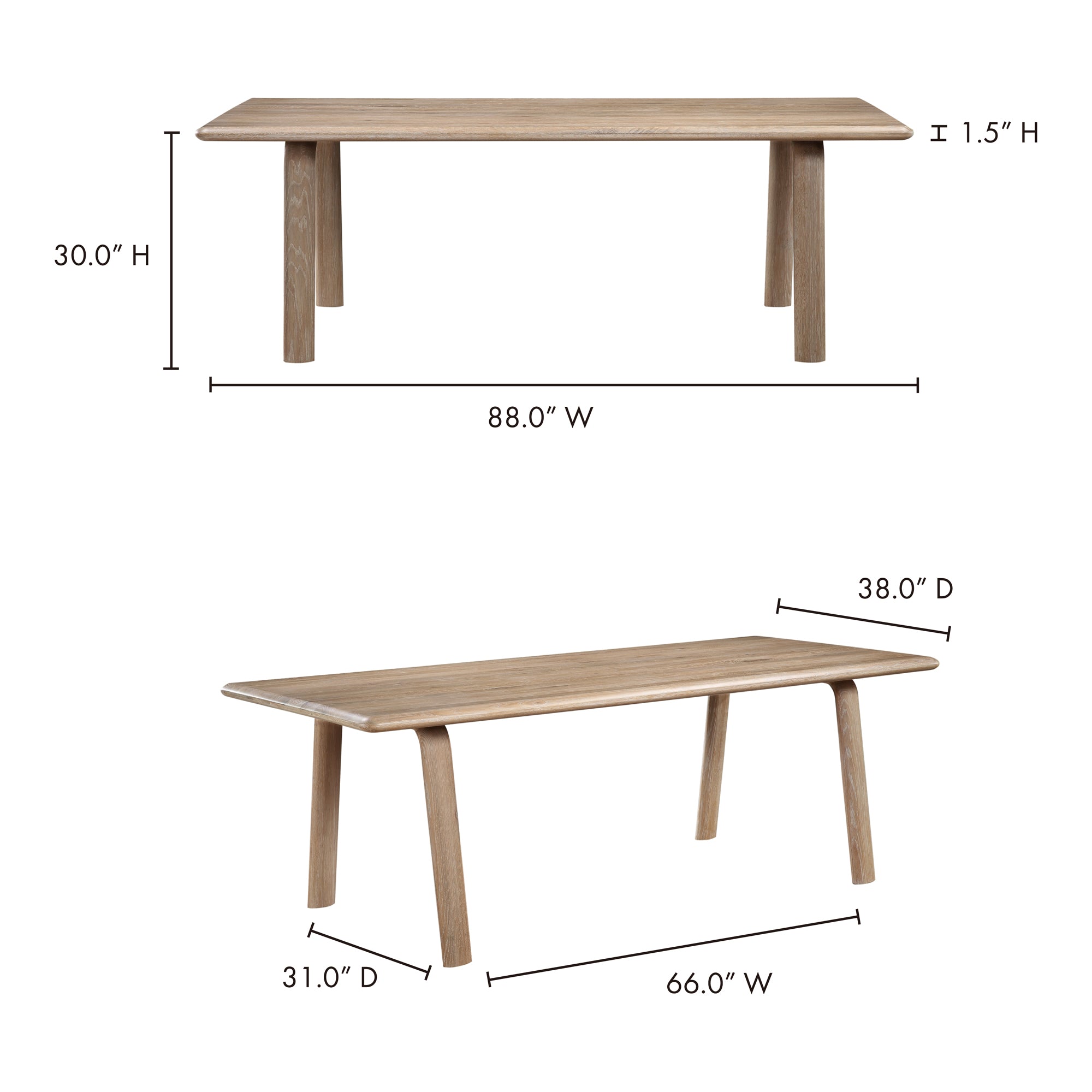 Moes Malibu Dining Table White Oak BC-1046-18