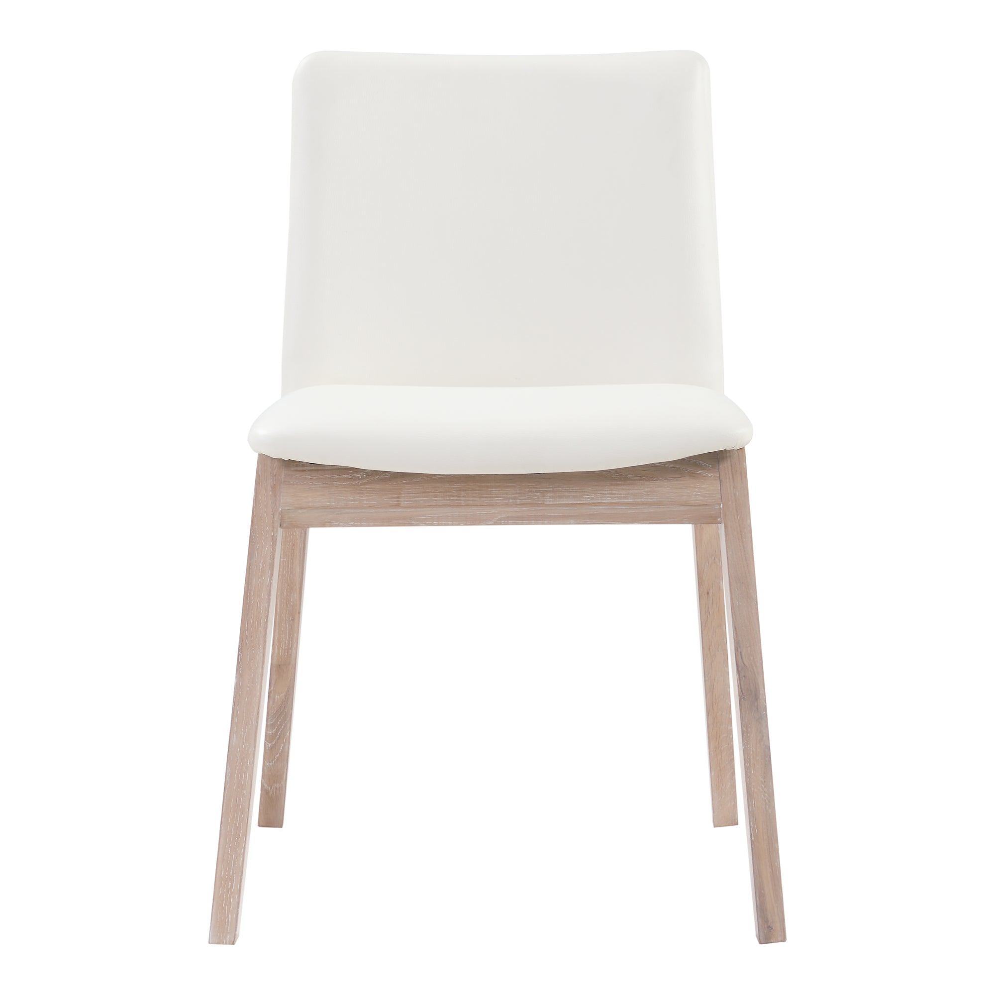Moes Deco Oak Dining Chair Cream White PVC - Set Of Two BC-1086-05