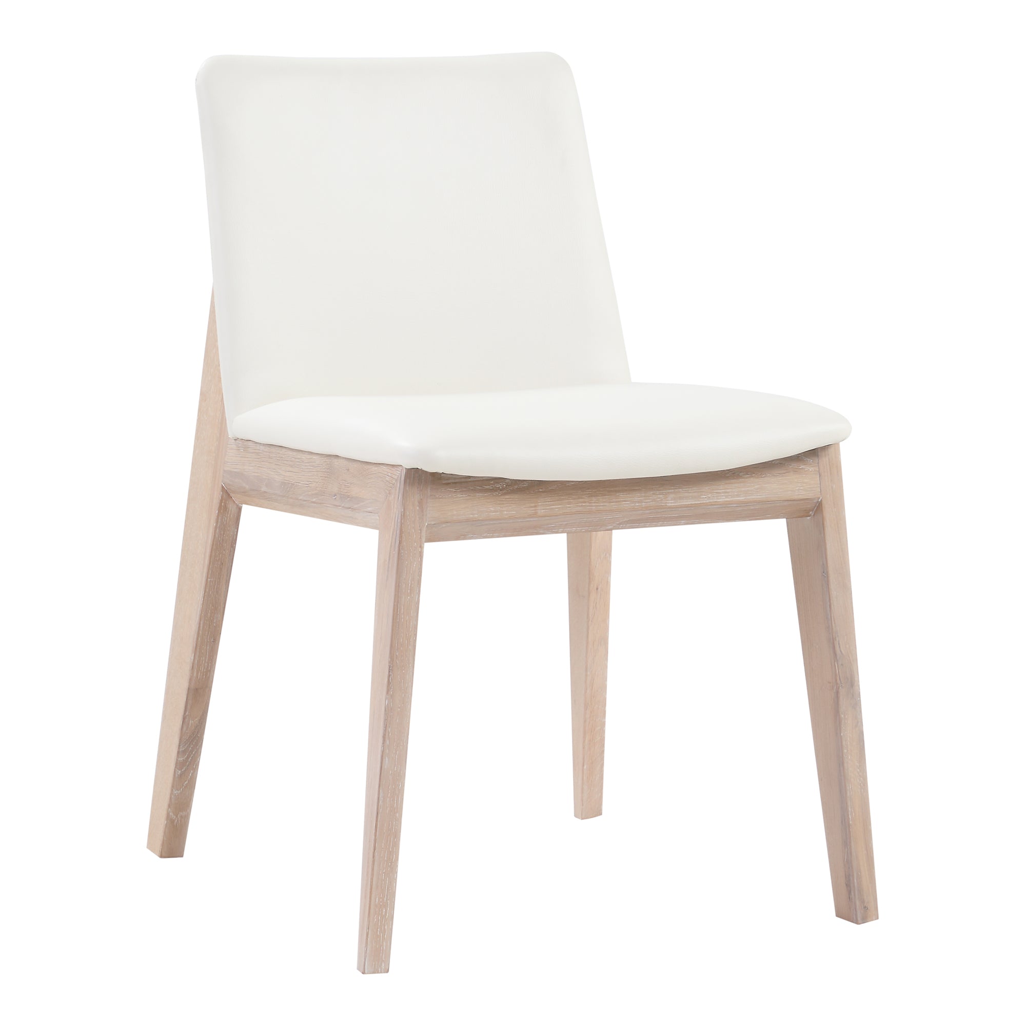 Moes Deco Oak Dining Chair Cream White PVC - Set Of Two BC-1086-05