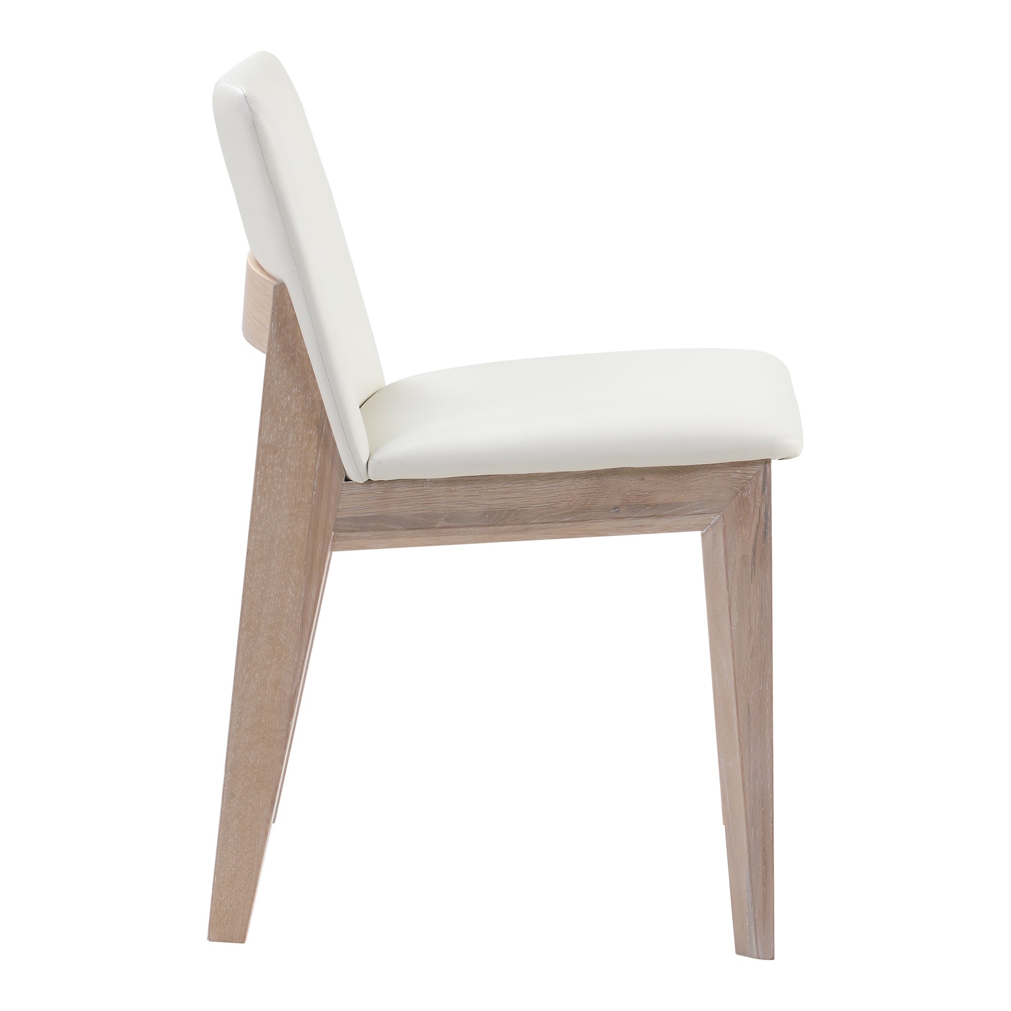 Moes Deco Oak Dining Chair Cream White PVC - Set Of Two BC-1086-05