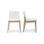 Moes Deco Oak Dining Chair Cream White PVC - Set Of Two BC-1086-05