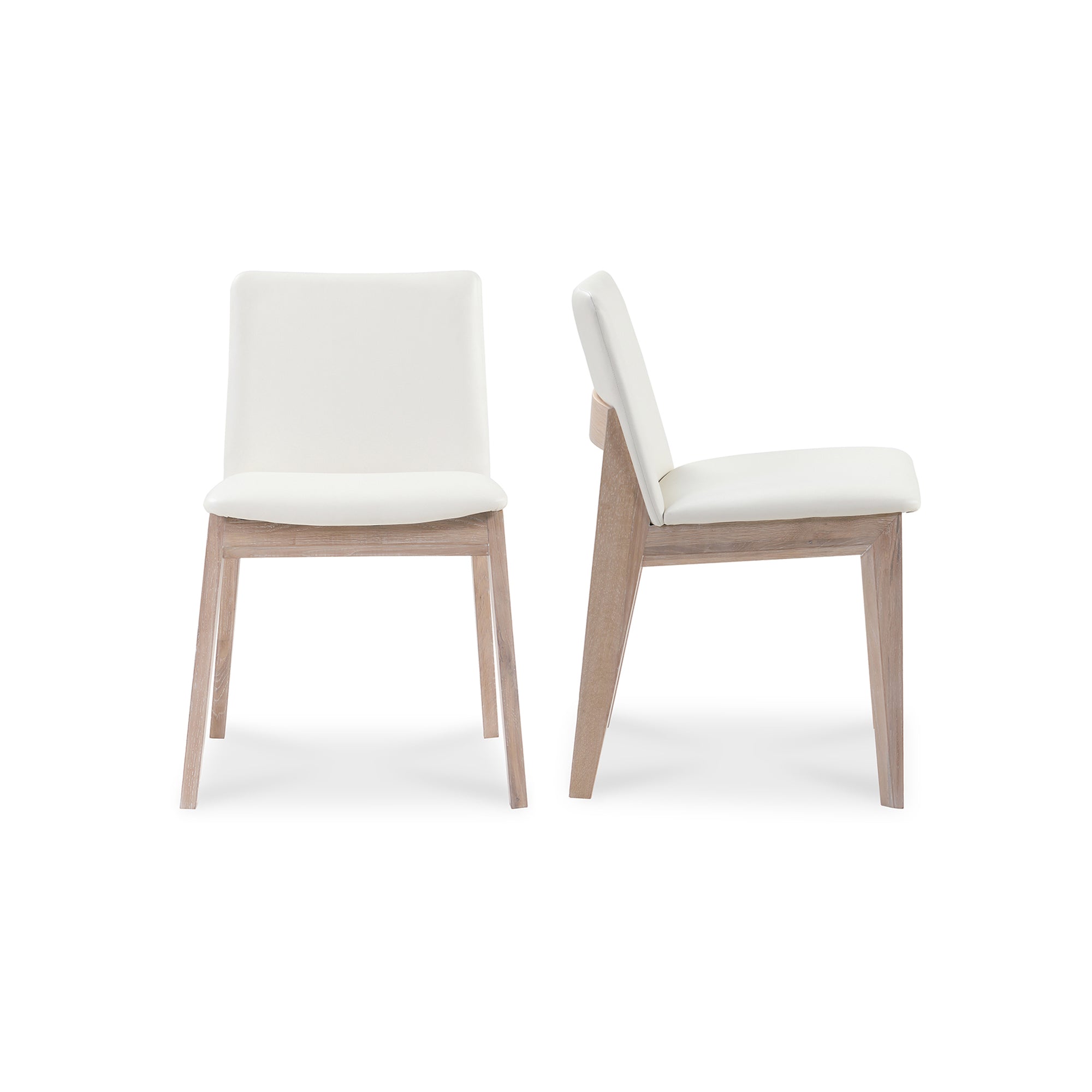 Moes Deco Oak Dining Chair Cream White PVC - Set Of Two BC-1086-05