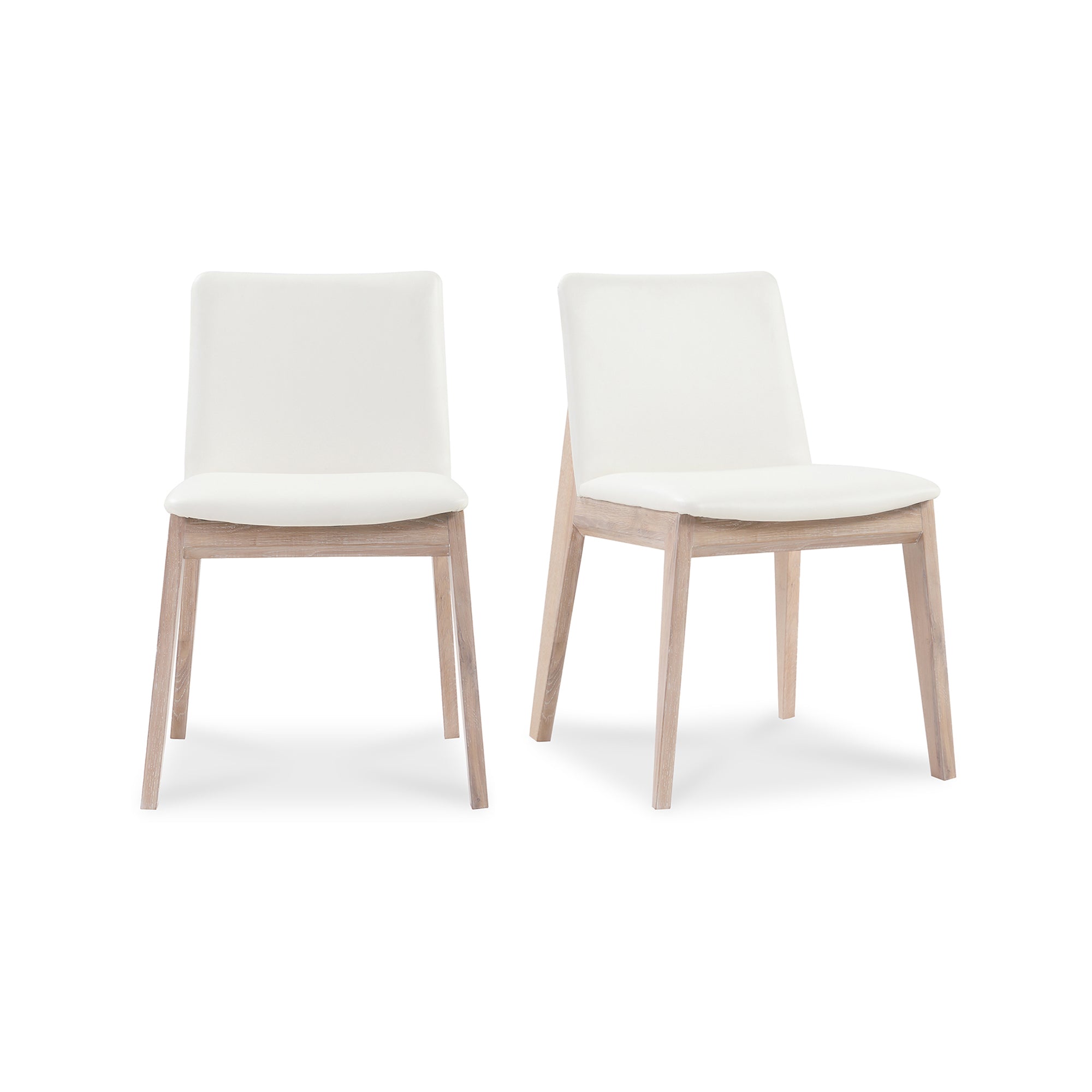 Moes Deco Oak Dining Chair Cream White PVC - Set Of Two BC-1086-05