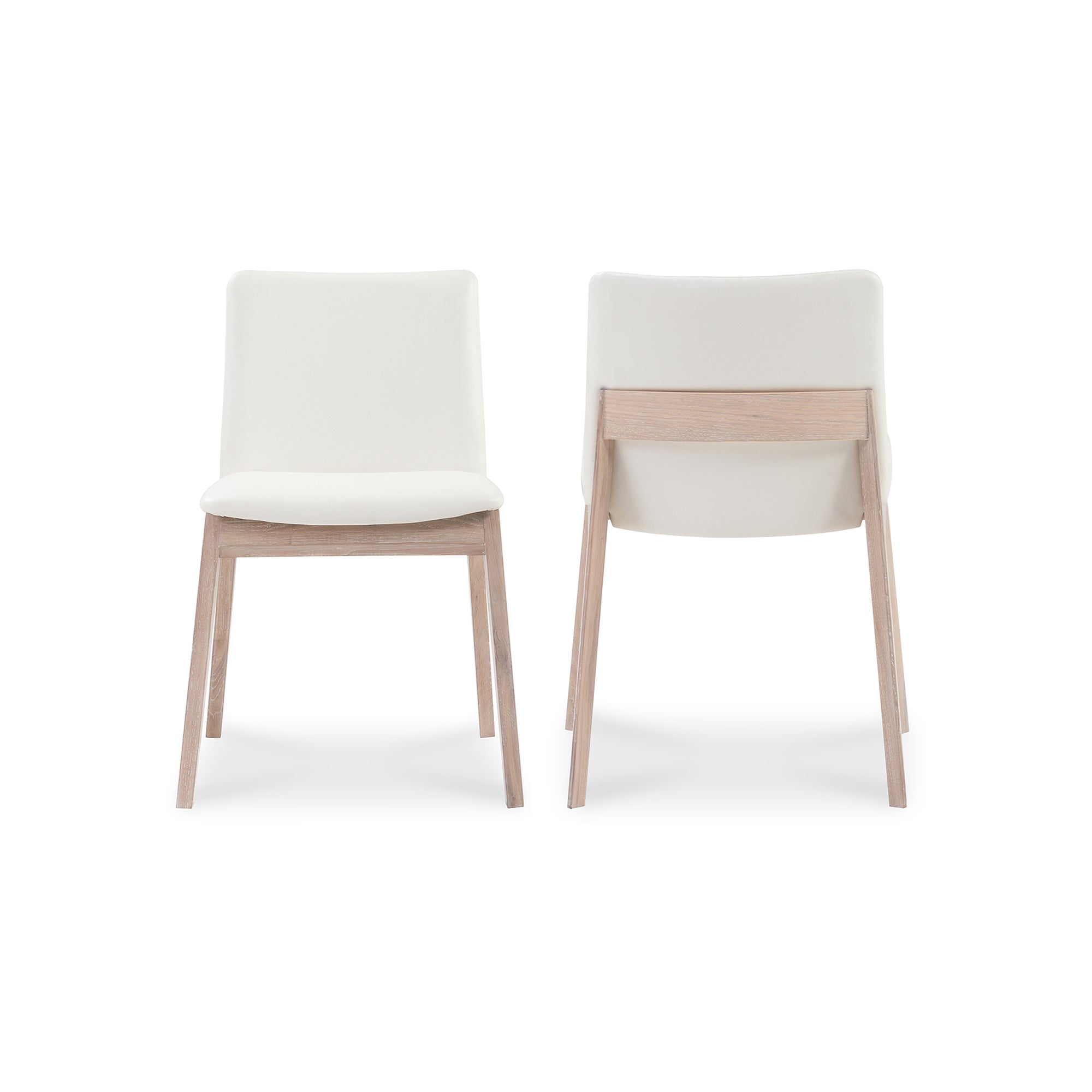 Moes Deco Oak Dining Chair Cream White PVC - Set Of Two BC-1086-05