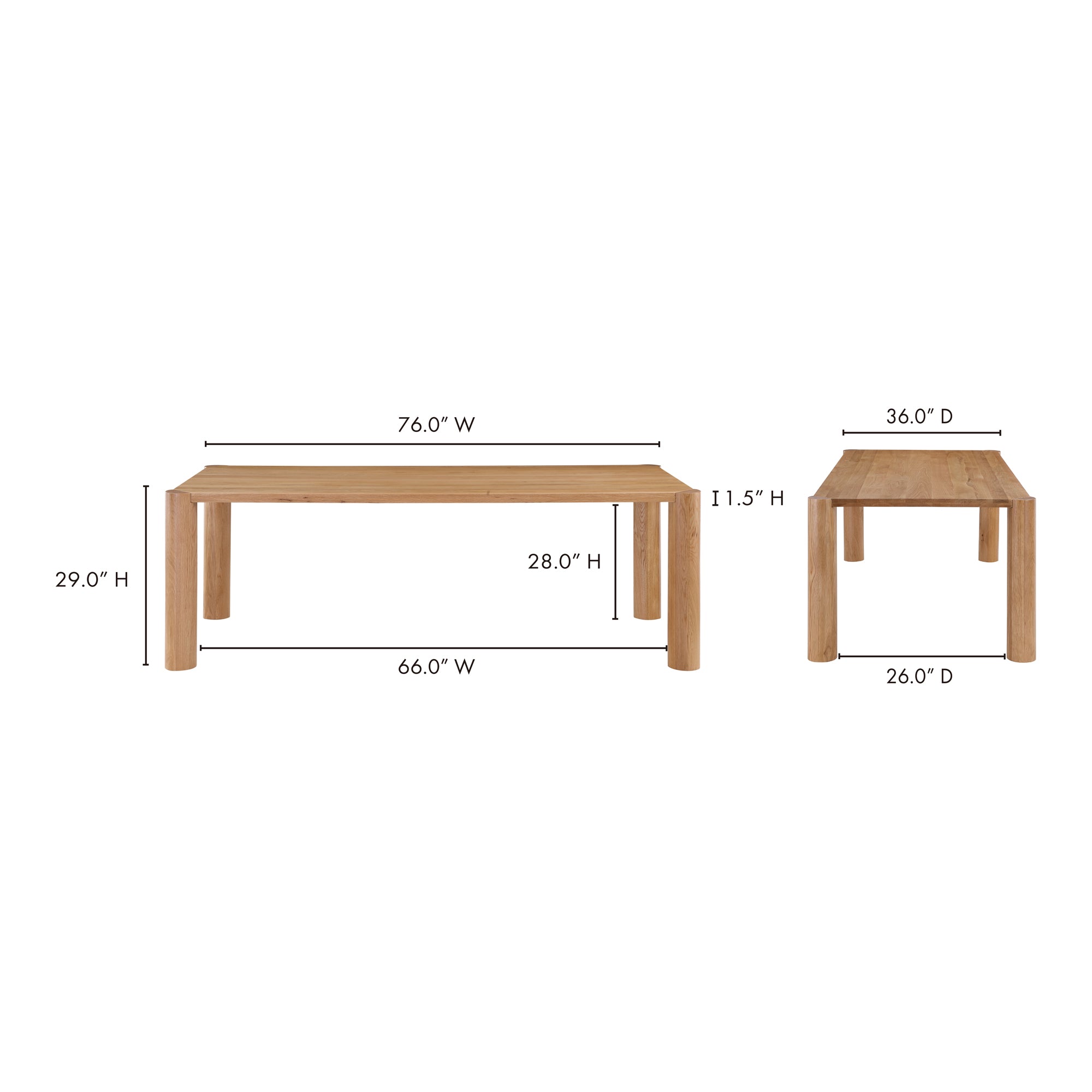 Moes Post Small Dining Table Natural Oak BC-1111-18-0