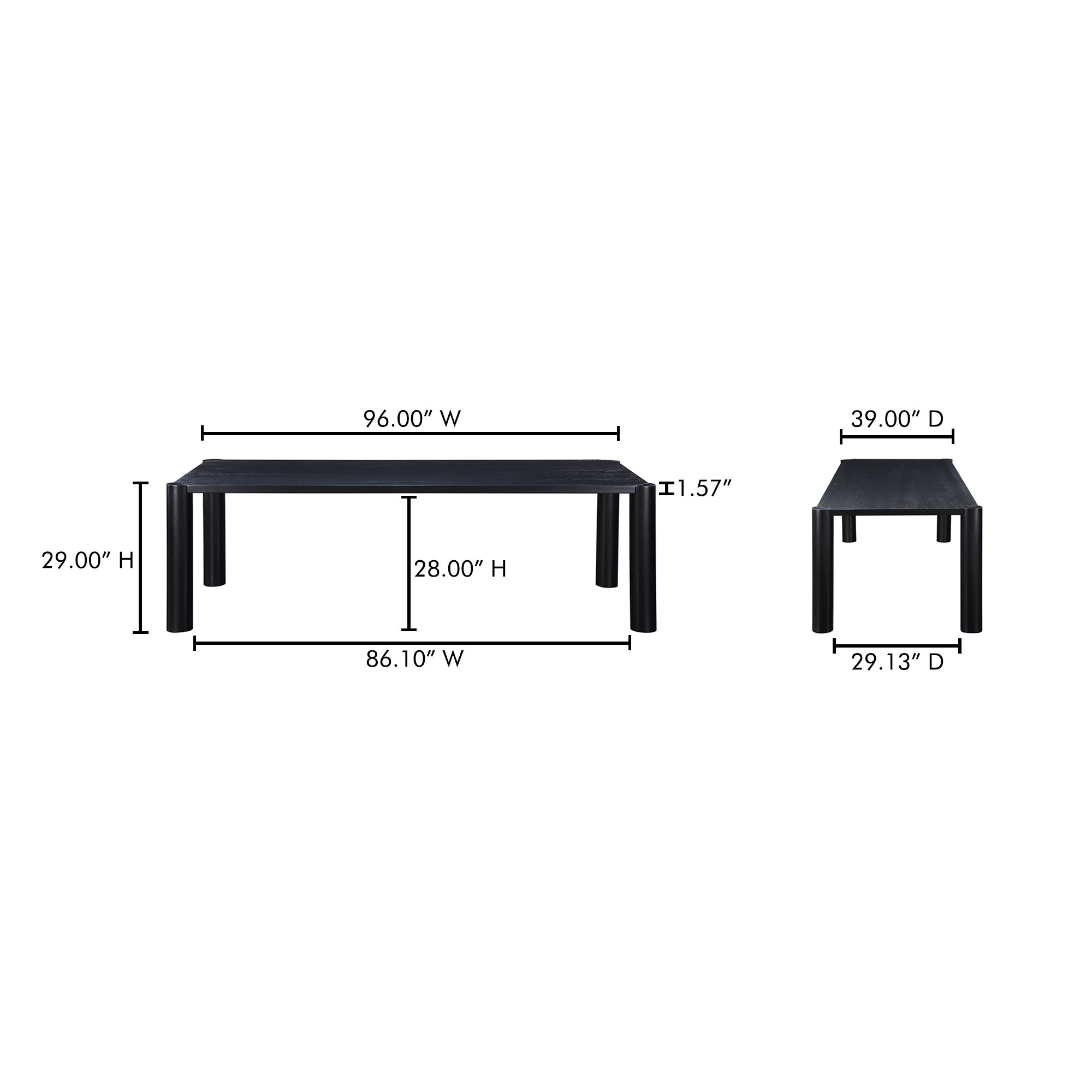 Moes Post Large Dining Table Black BC-1112-02-0