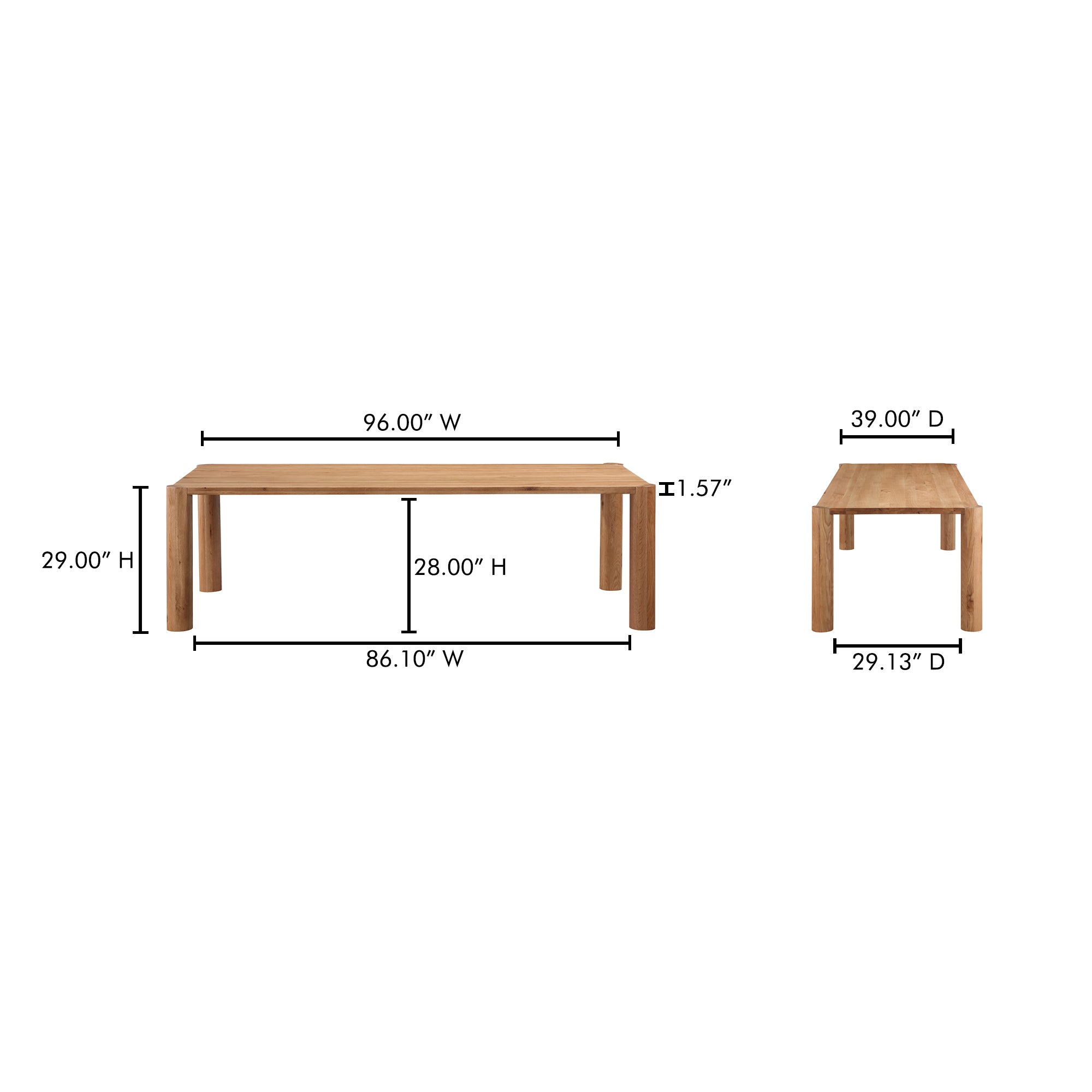 Moes Post Large Table Large Natural Oak BC-1112-18-0