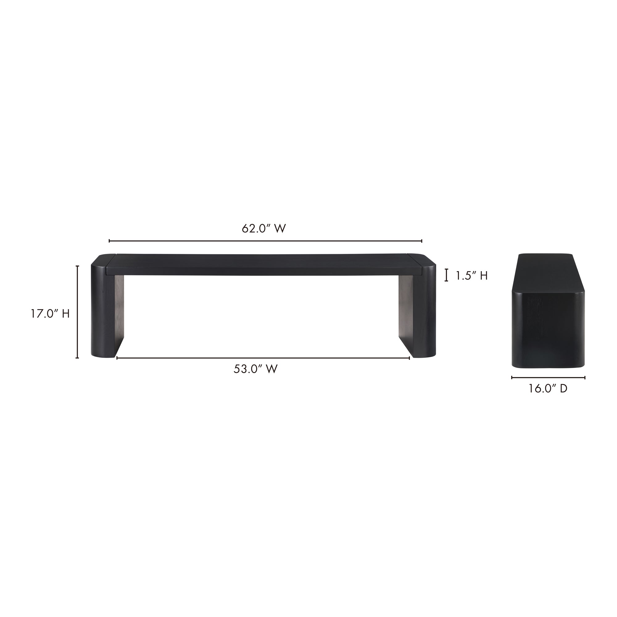 Moes Post Small Dining Bench Black BC-1120-02-0