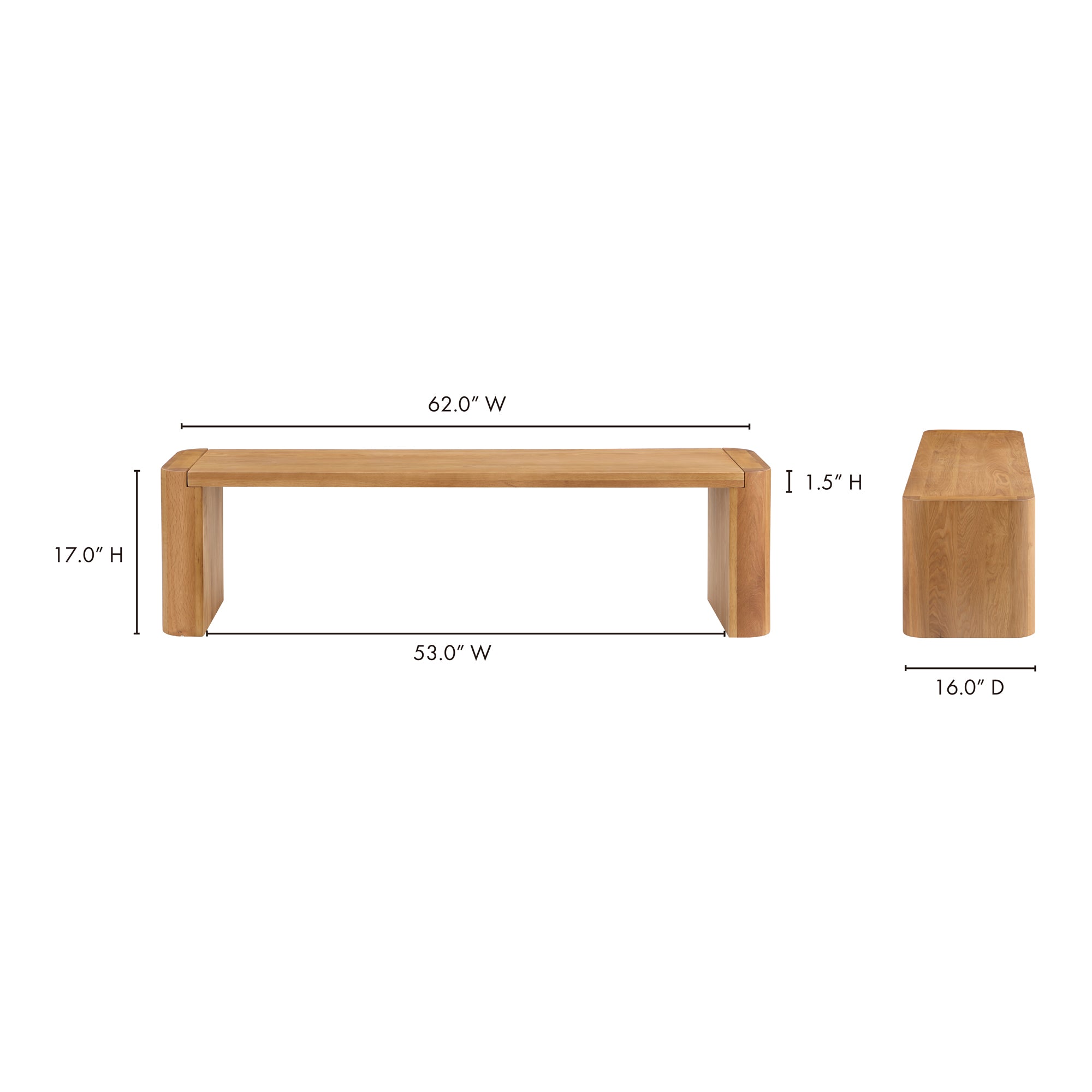 Moes Post Small Dining Bench Natural BC-1120-24-0