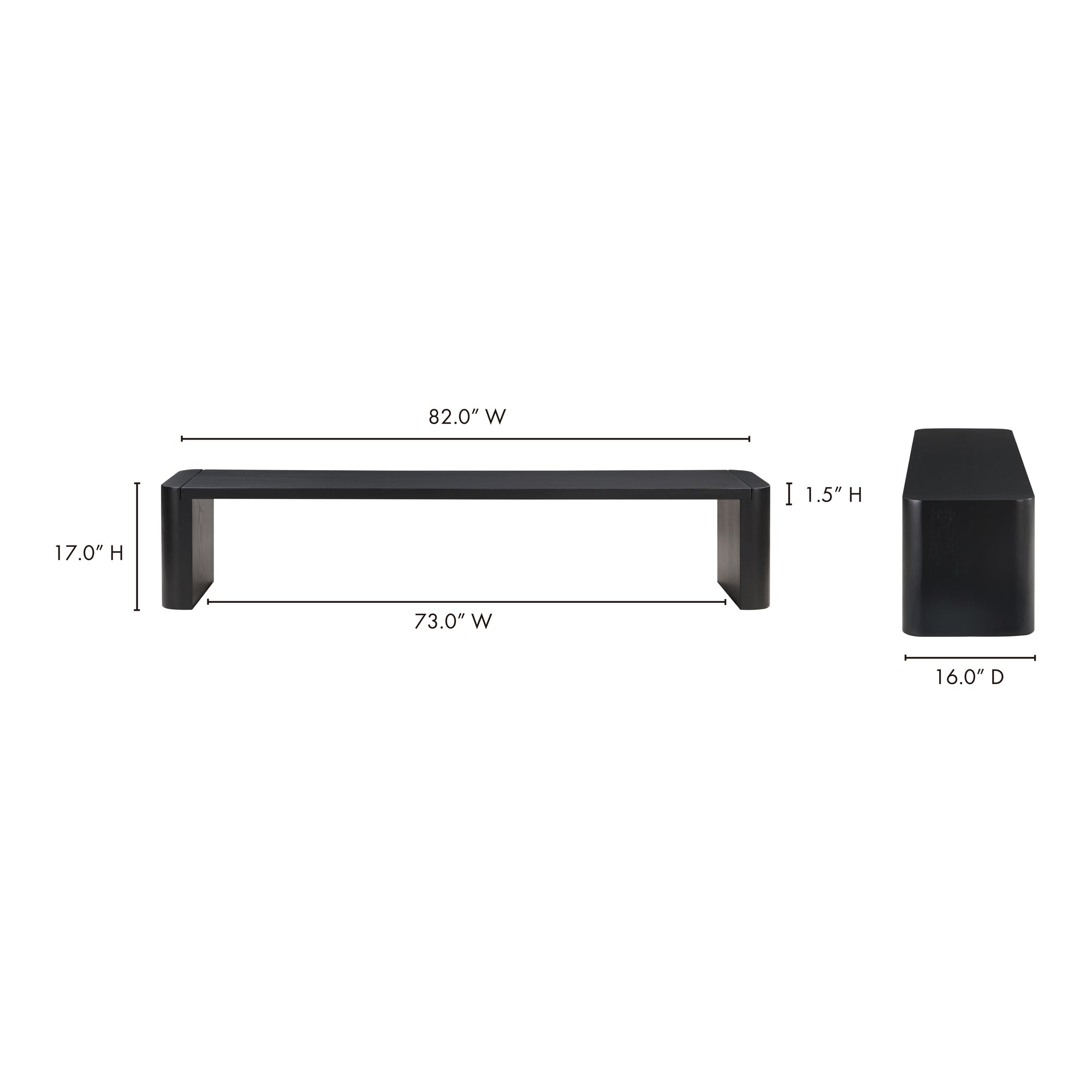 Moes Post Large Dining Bench Black BC-1121-02-0