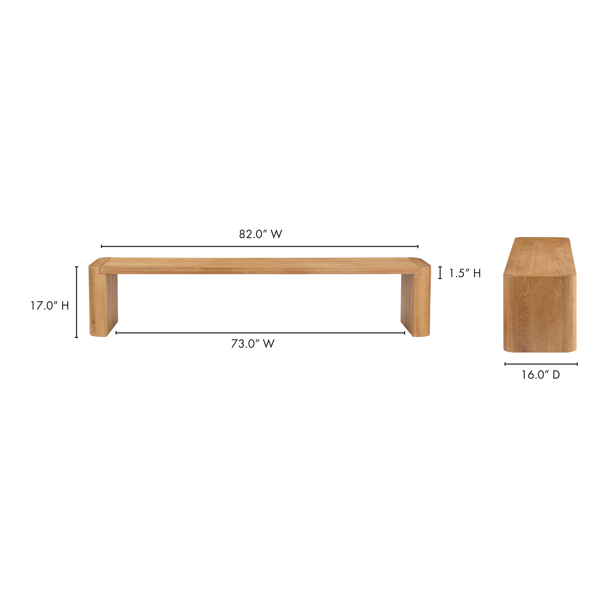 Moes Post Large Dining Bench Natural BC-1121-24-0