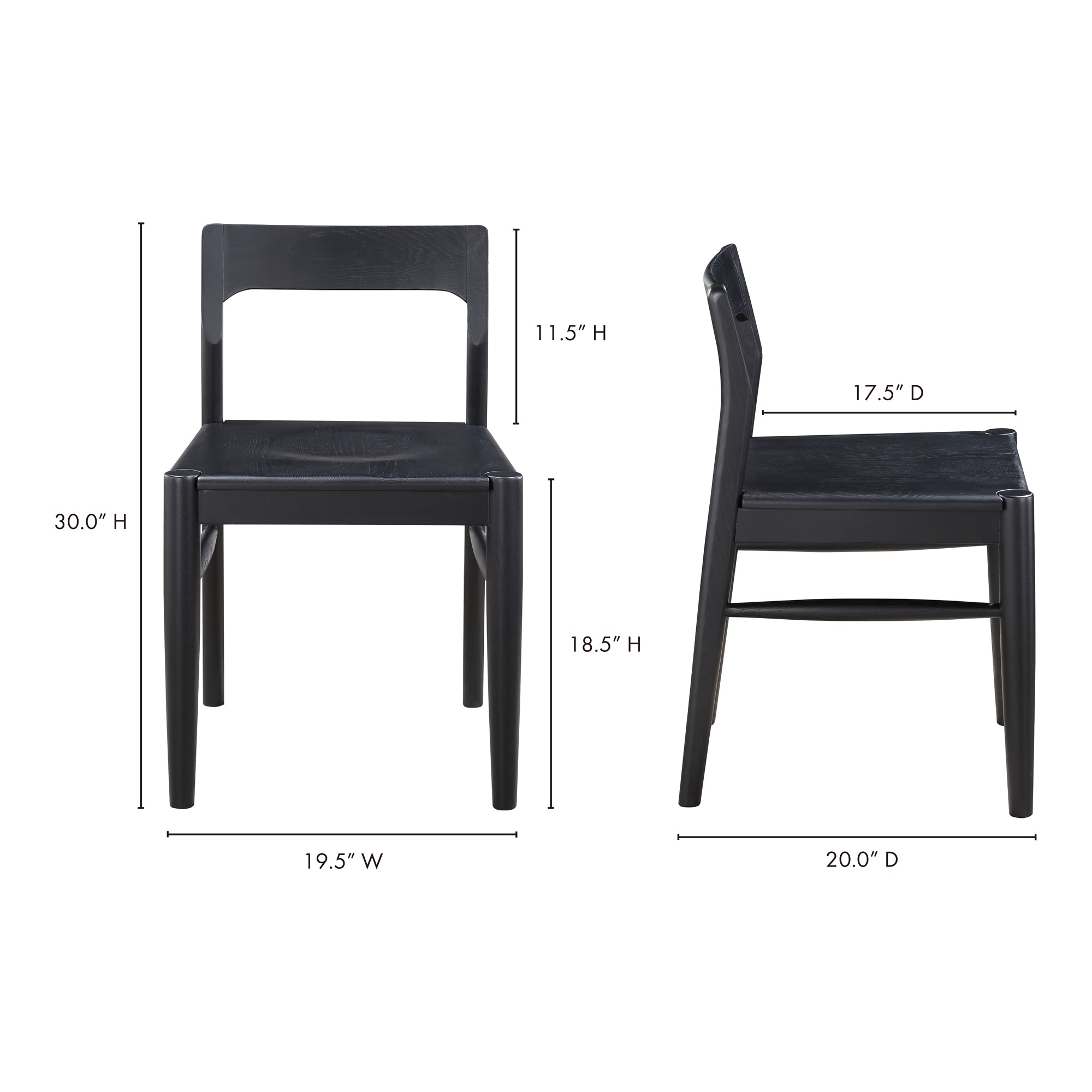 Moes Owing Dining Chair Black - Set Of Two BC-1123-02
