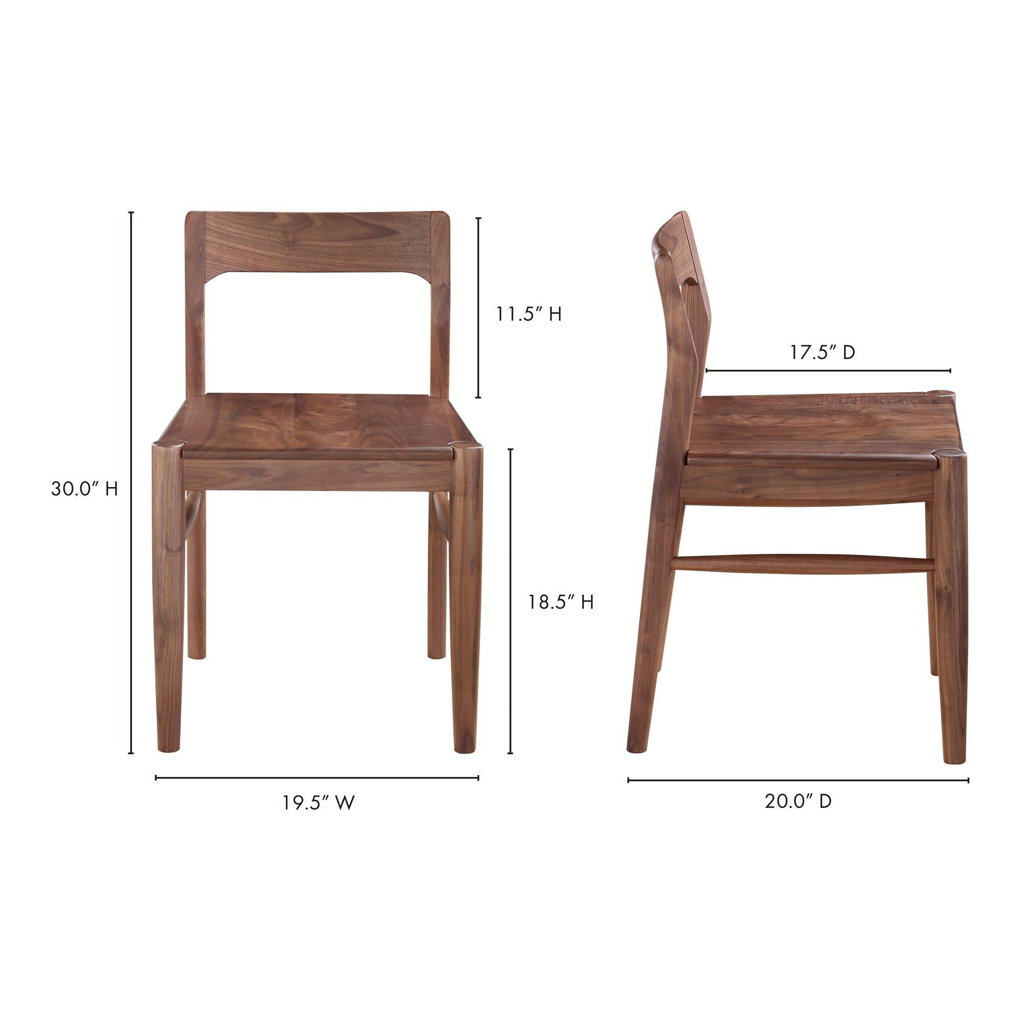 Moes Owing Dining Chair Walnut Brown - Set Of Two BC-1123-03