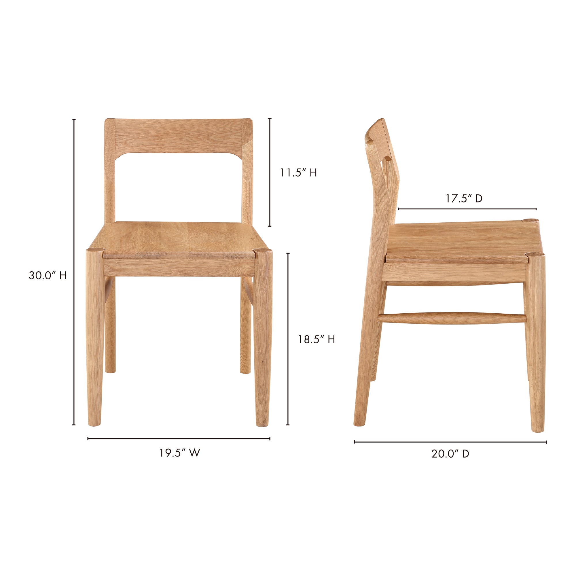 Moes Owing Dining Chair Natural Oak - Set Of Two BC-1123-24