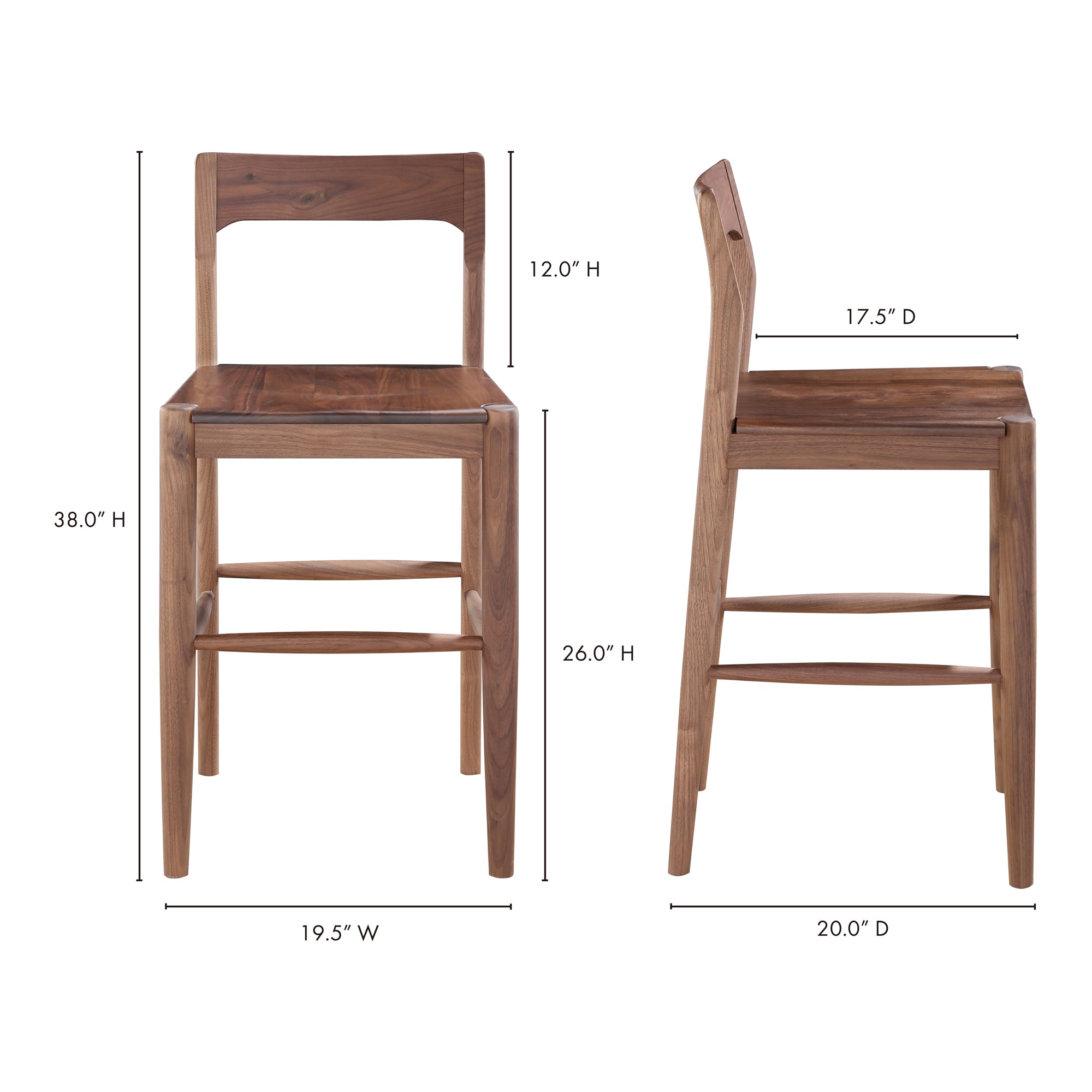 Moes Owing Counter Stool Walnut Brown BC-1124-03