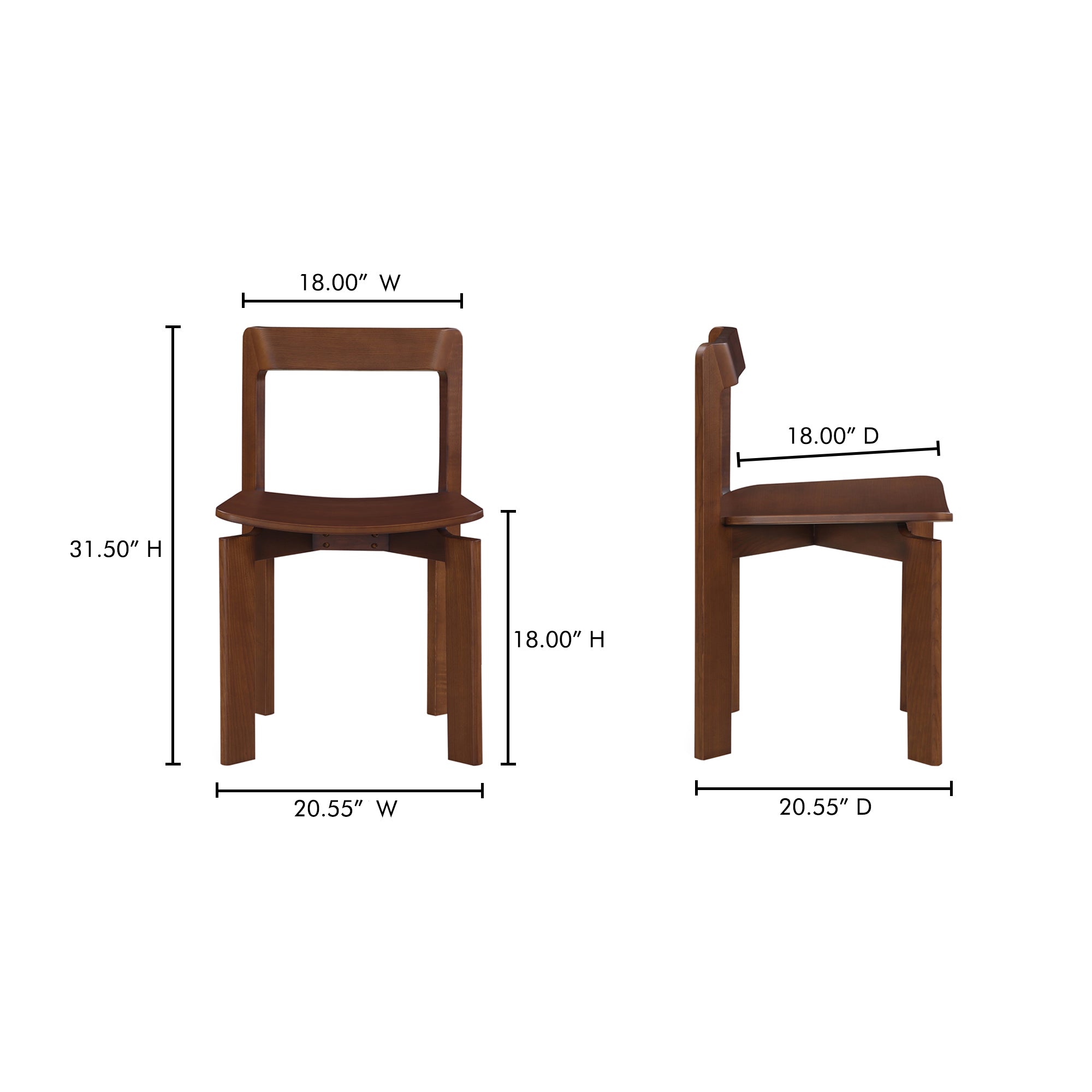 Moes Daifuku Dining Chair Brown – Set Of Two BC-1128-20