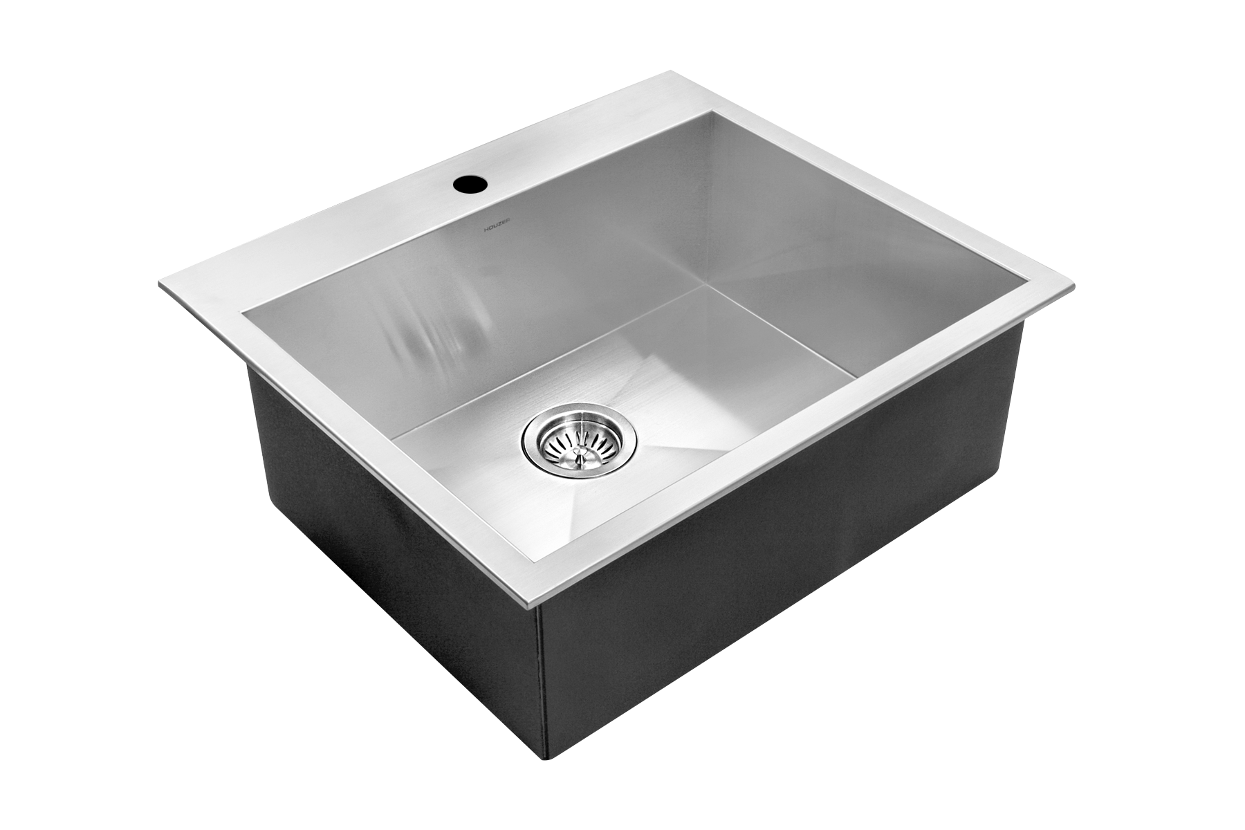 Houzer Bellus 25" Stainless Steel Drop-in Topmount 1-hole Single Bowl Kitchen Sink with Strainer & Grid