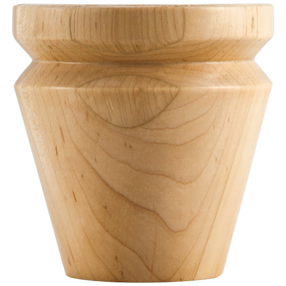 Hardware Resources 4" W x 4" D x 4" H Alder Round Grooved Tapered Bun Foot