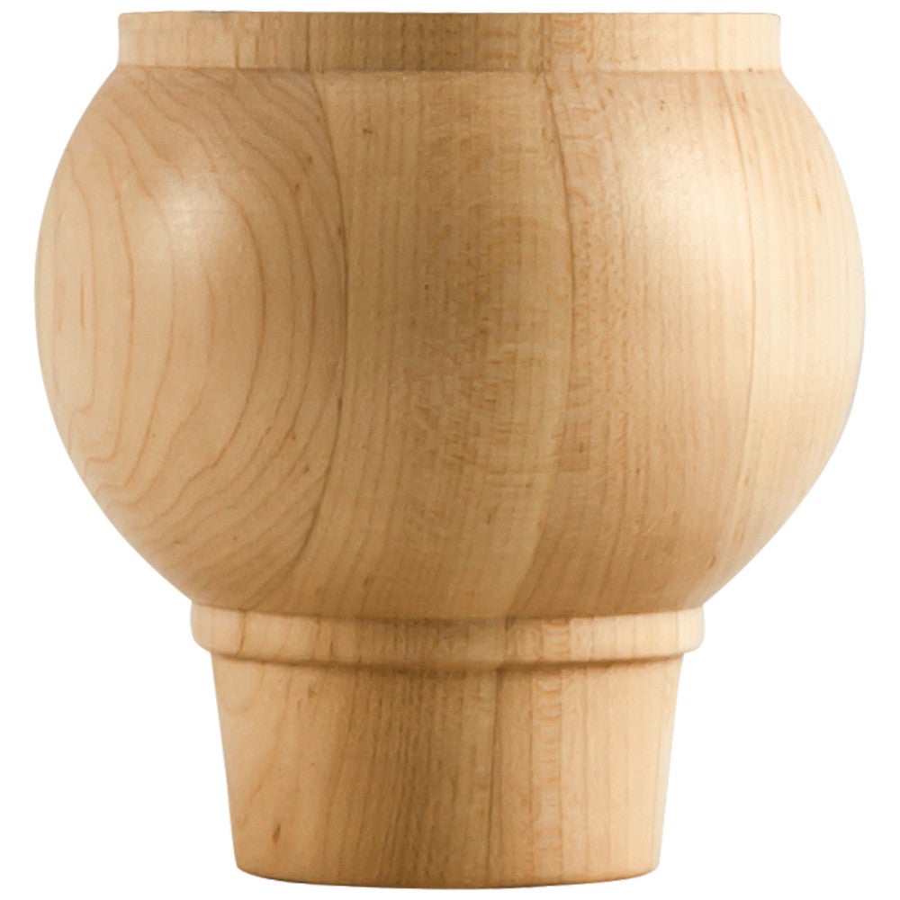 Hardware Resources 4" W x 4" D x 4" H Hard Maple Round Tapered Bun Foot