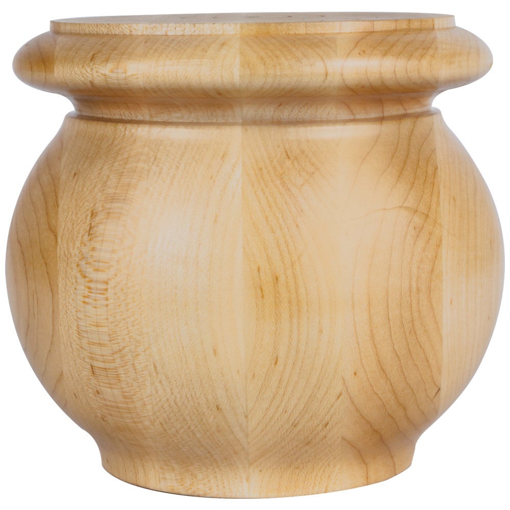 Hardware Resources 5" W x 5" D x 4-1/2" H White Birch Pot Belly Bun Foot