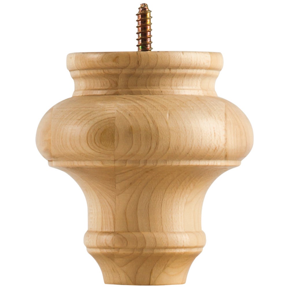 Hardware Resources 4" W x 4" D x 4" H Rubberwood Turned Transitional Bun Foot