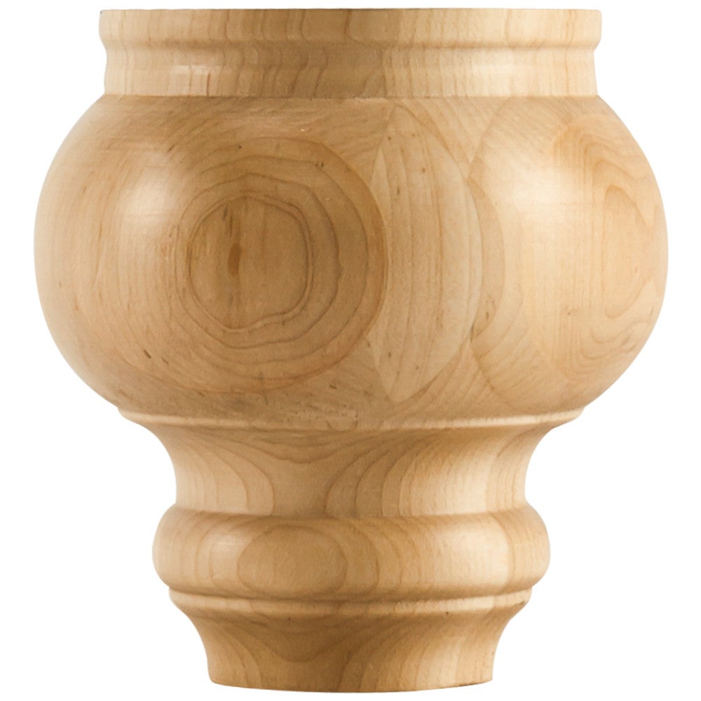 Hardware Resources 4-1/2" W x 4-1/2" D x 4-1/2" H Maple Turned Transitional Bun Foot