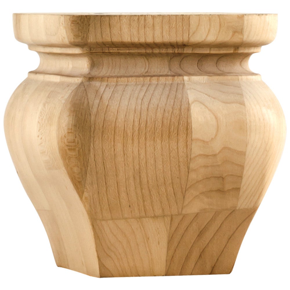 Hardware Resources 4-1/4" W x 4-1/4" D x 4-1/4" H Rubberwood Square Turned Bun Foot