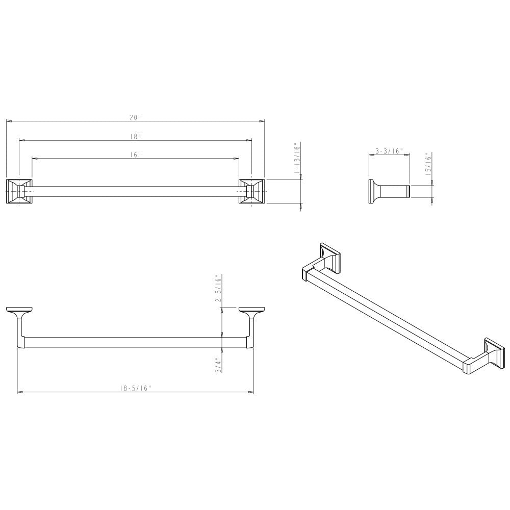 Hardware Resources Bridgeport 18" Single Towel Bar