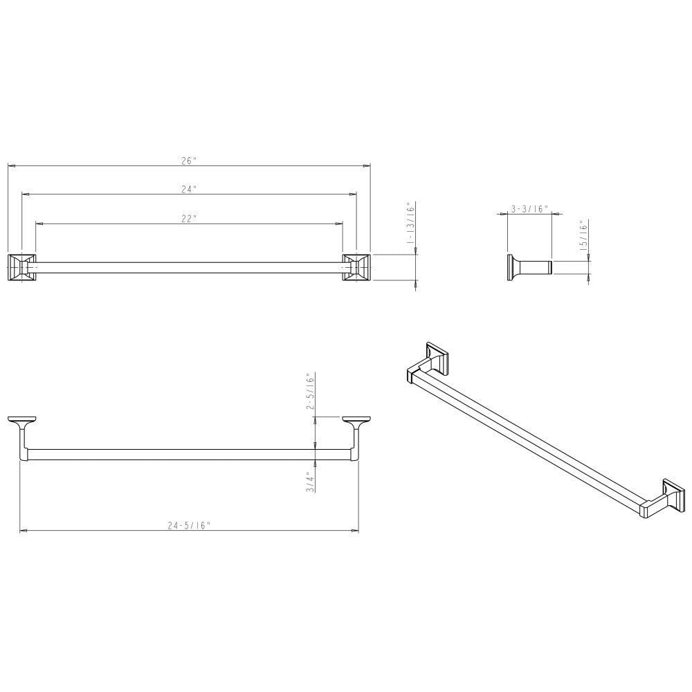 Hardware Resources Bridgeport 24" Single Towel Bar